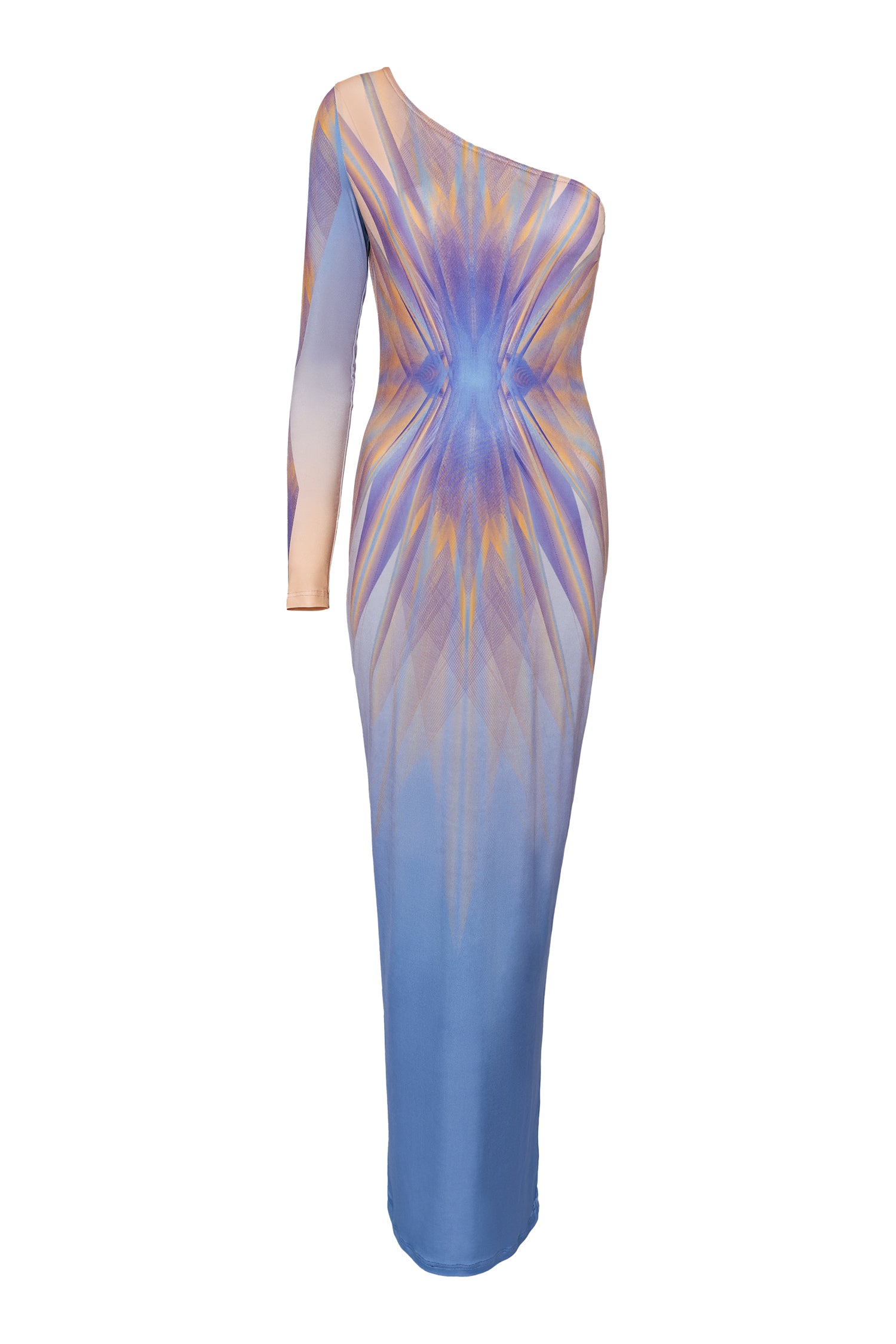 Blue Multicolour One Shoulder Maxi Dress
