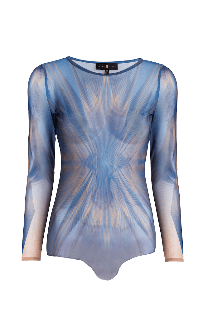 Blue Multicolour Print Bodysuit