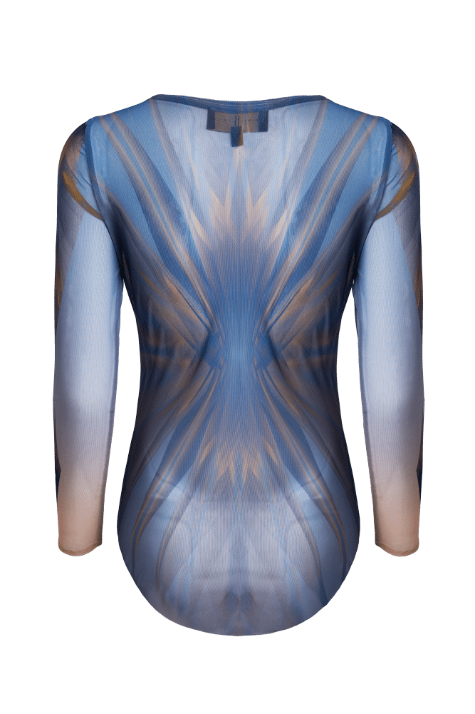Blue Multicolour Print Bodysuit