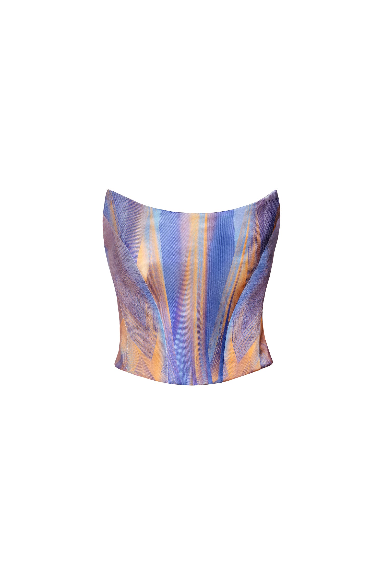 Blue Orange Custom Printed Satin Corset