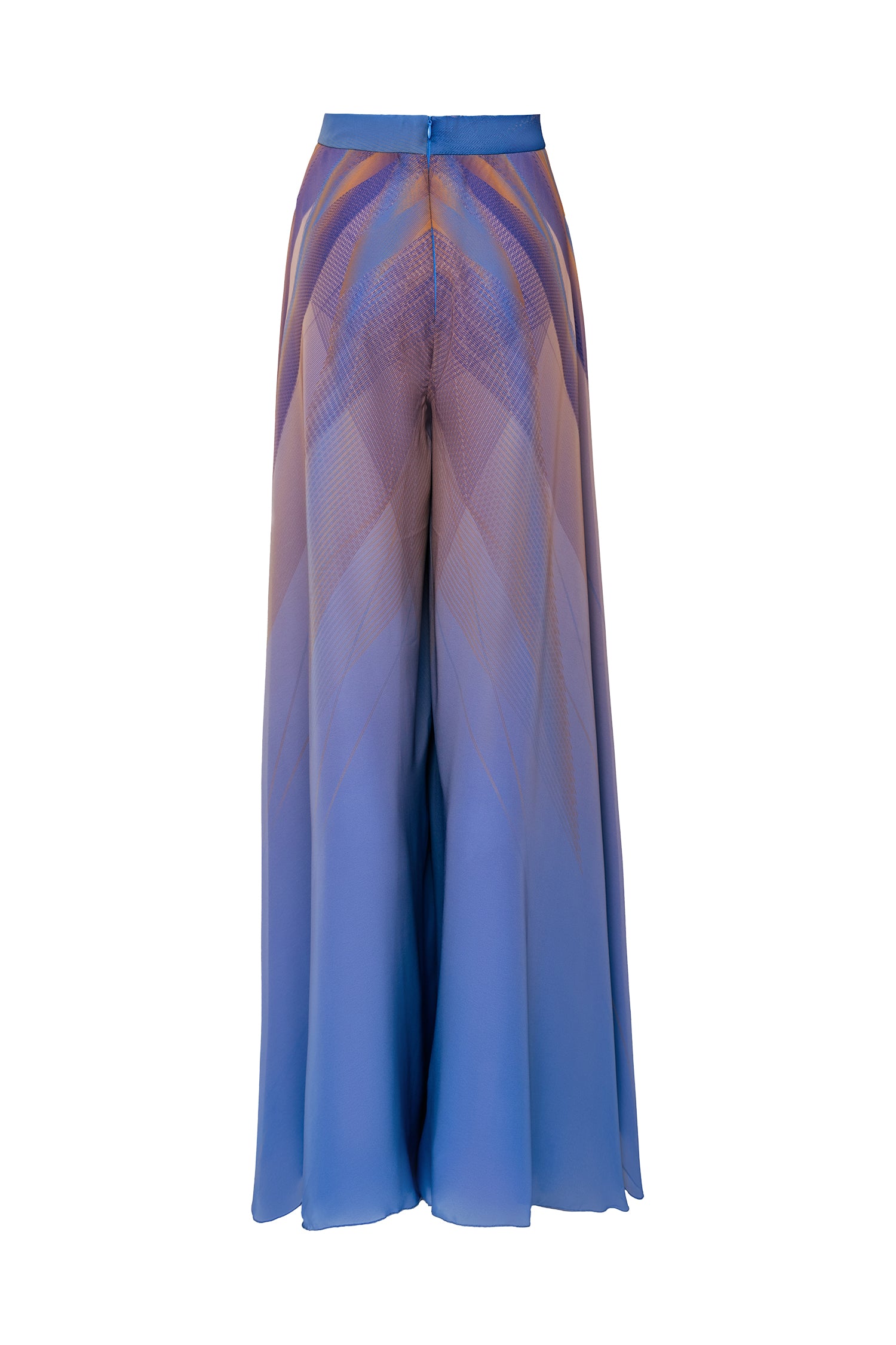 Blue Peach Chiffon Wide Leg Trousers
