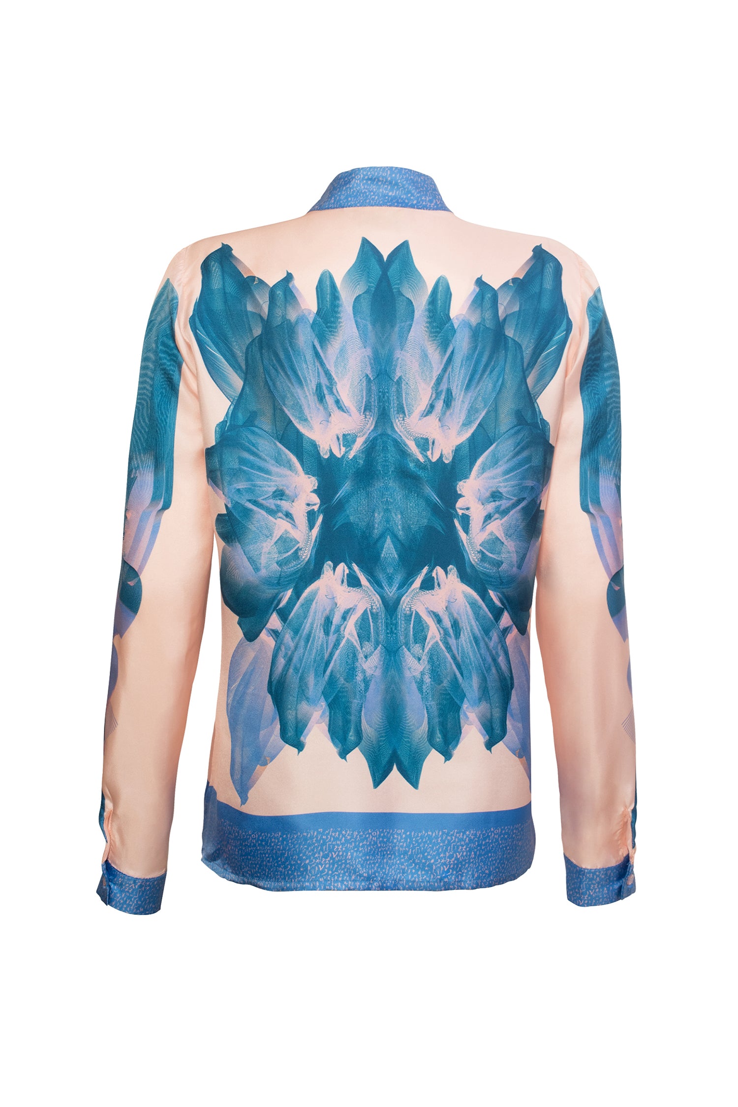 Blue Pink Standing Collar Nile Silk Shirt