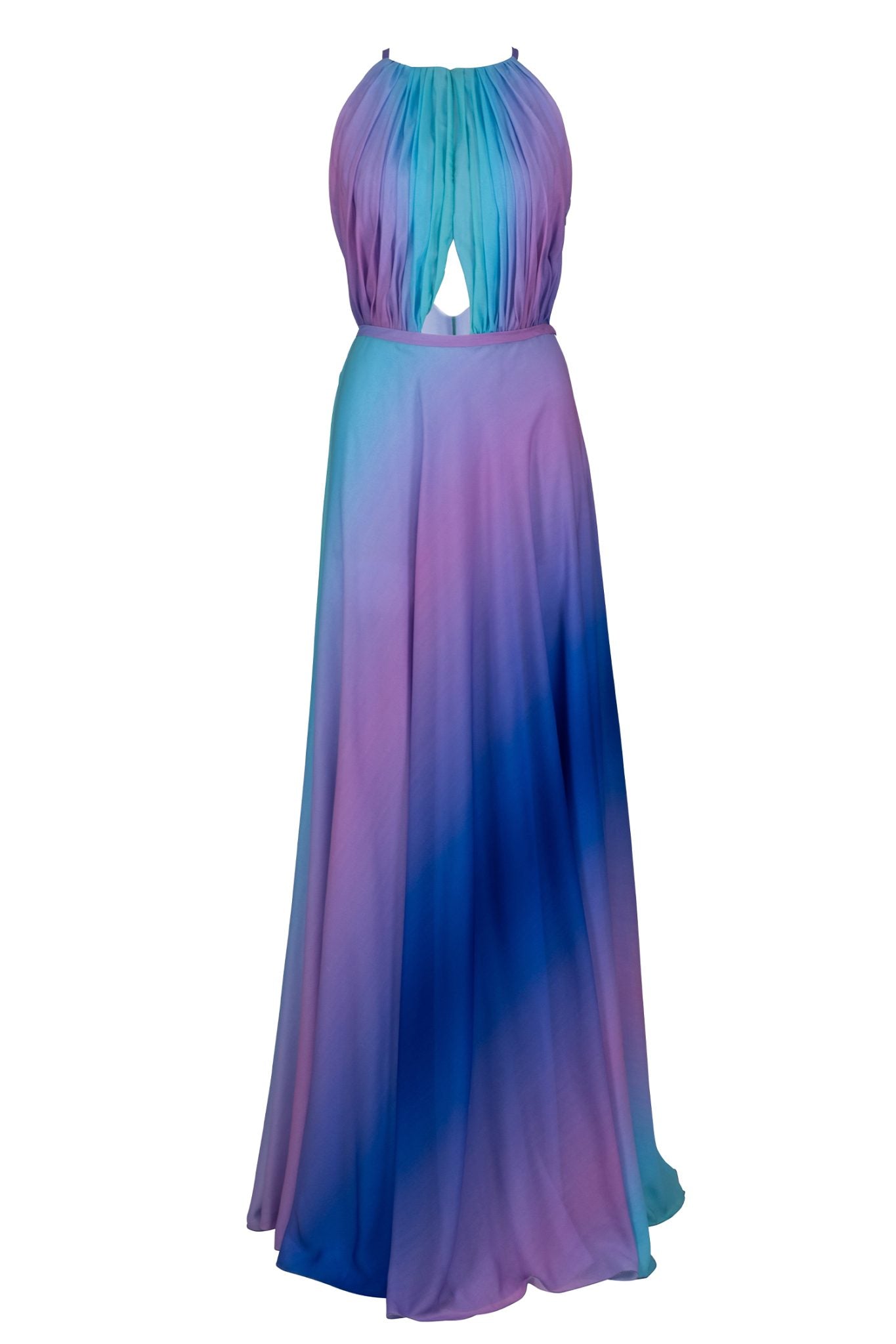 Blue Pink Turquoise Degrade Maxi Dress