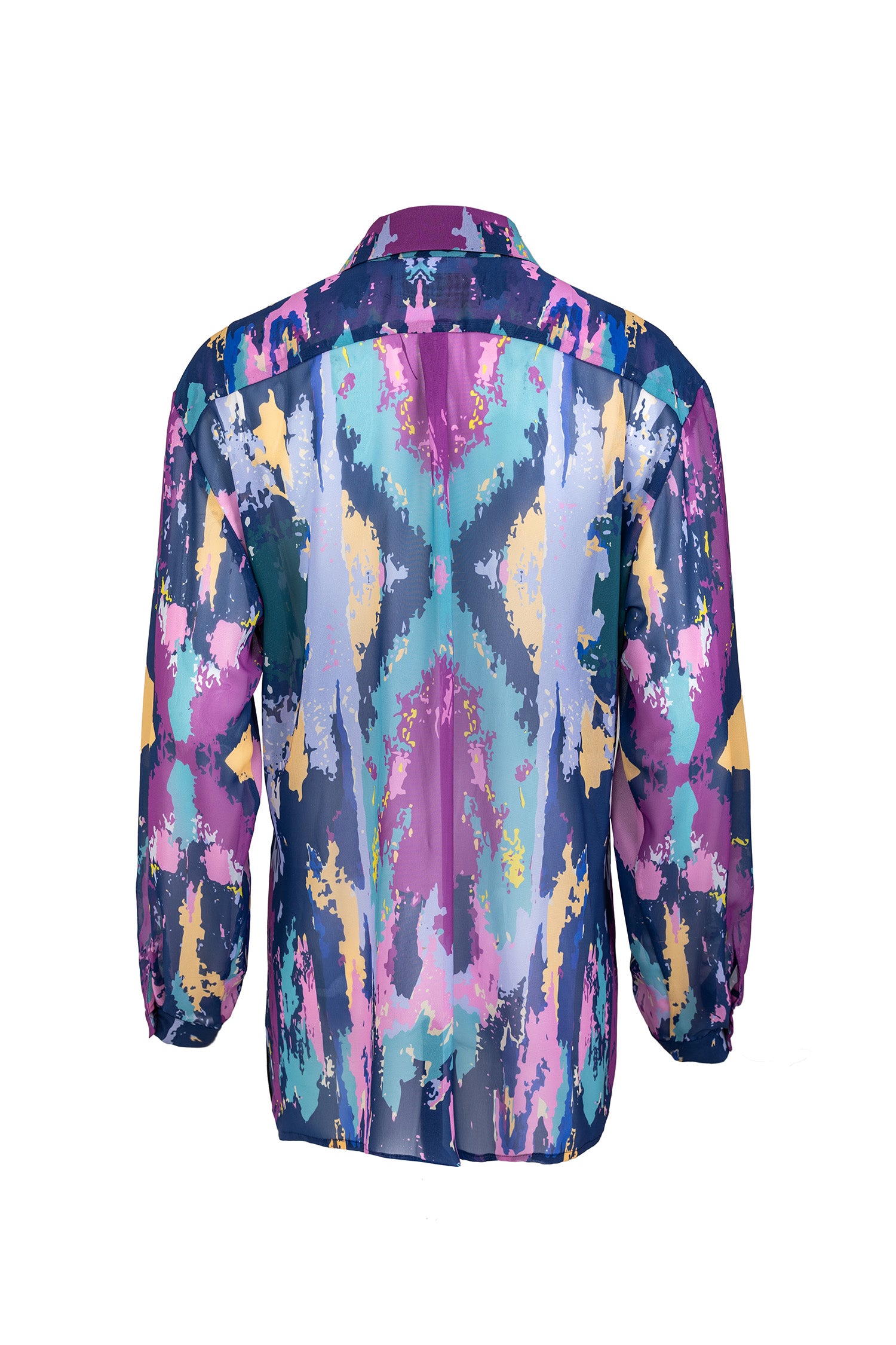 Blue Pink Vibrance Oversized Chiffon Shirt