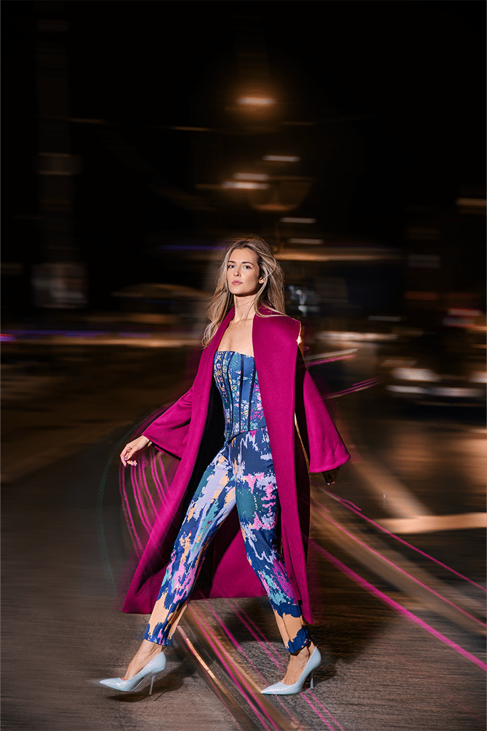 Blue Pink Vibrance Pleated Trousers