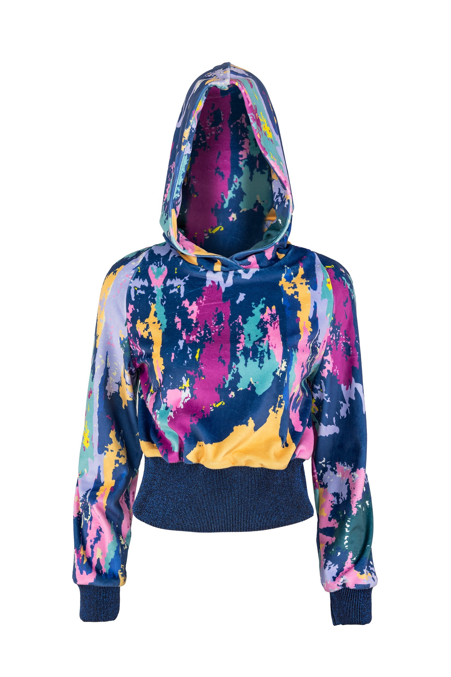 Blue Pink Vibrance Printed Waist Fit Hoodie