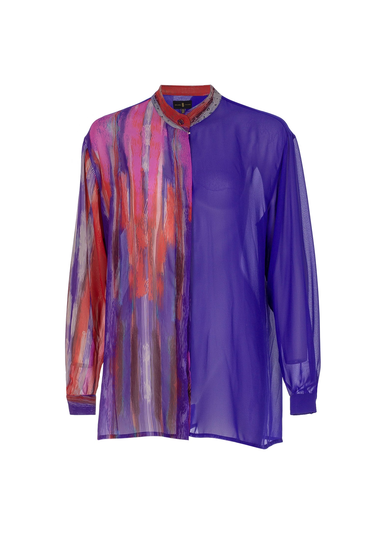 Blue Red Bosančica Two Tone Print Shirt