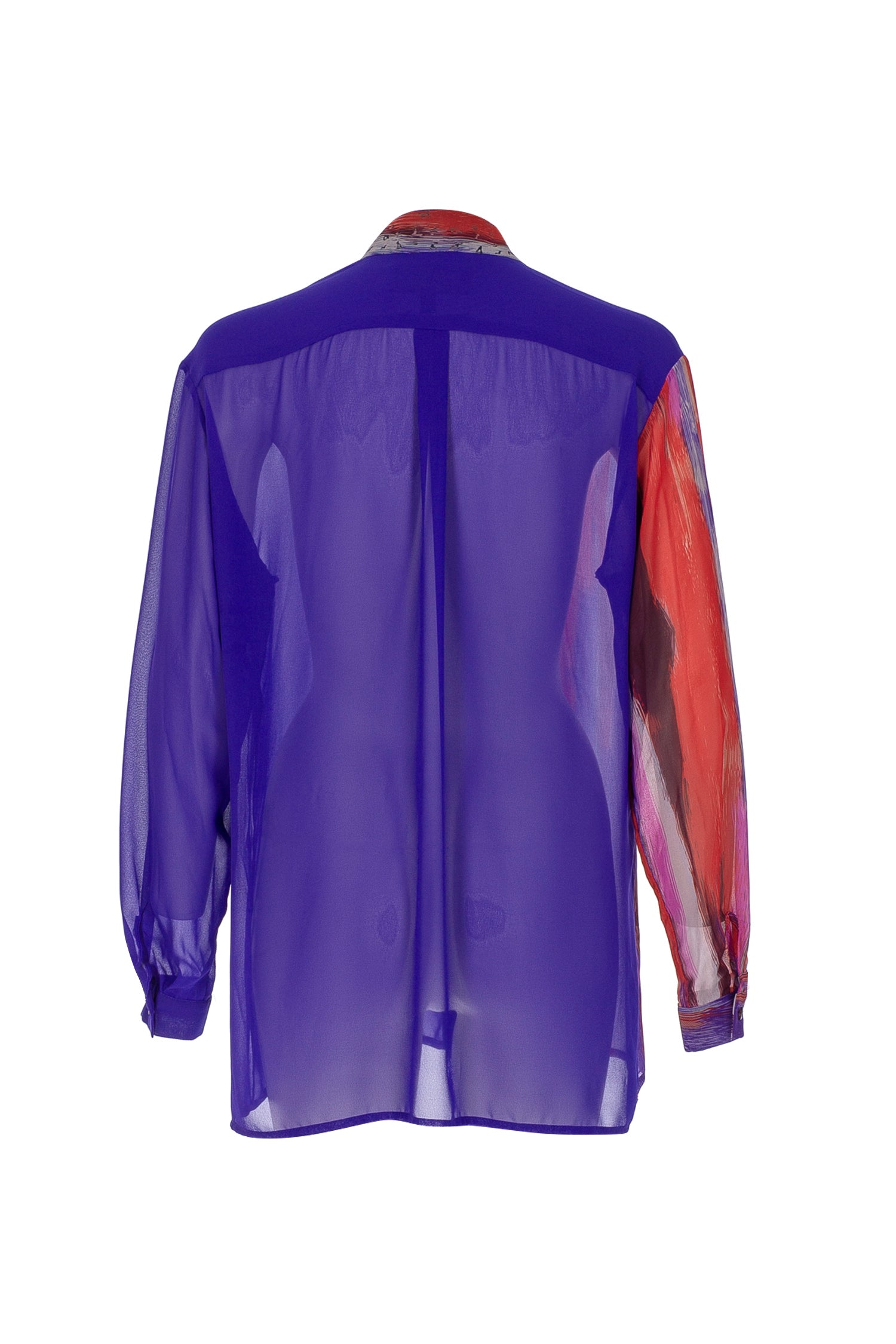 Blue Red Bosančica Two Tone Print Shirt