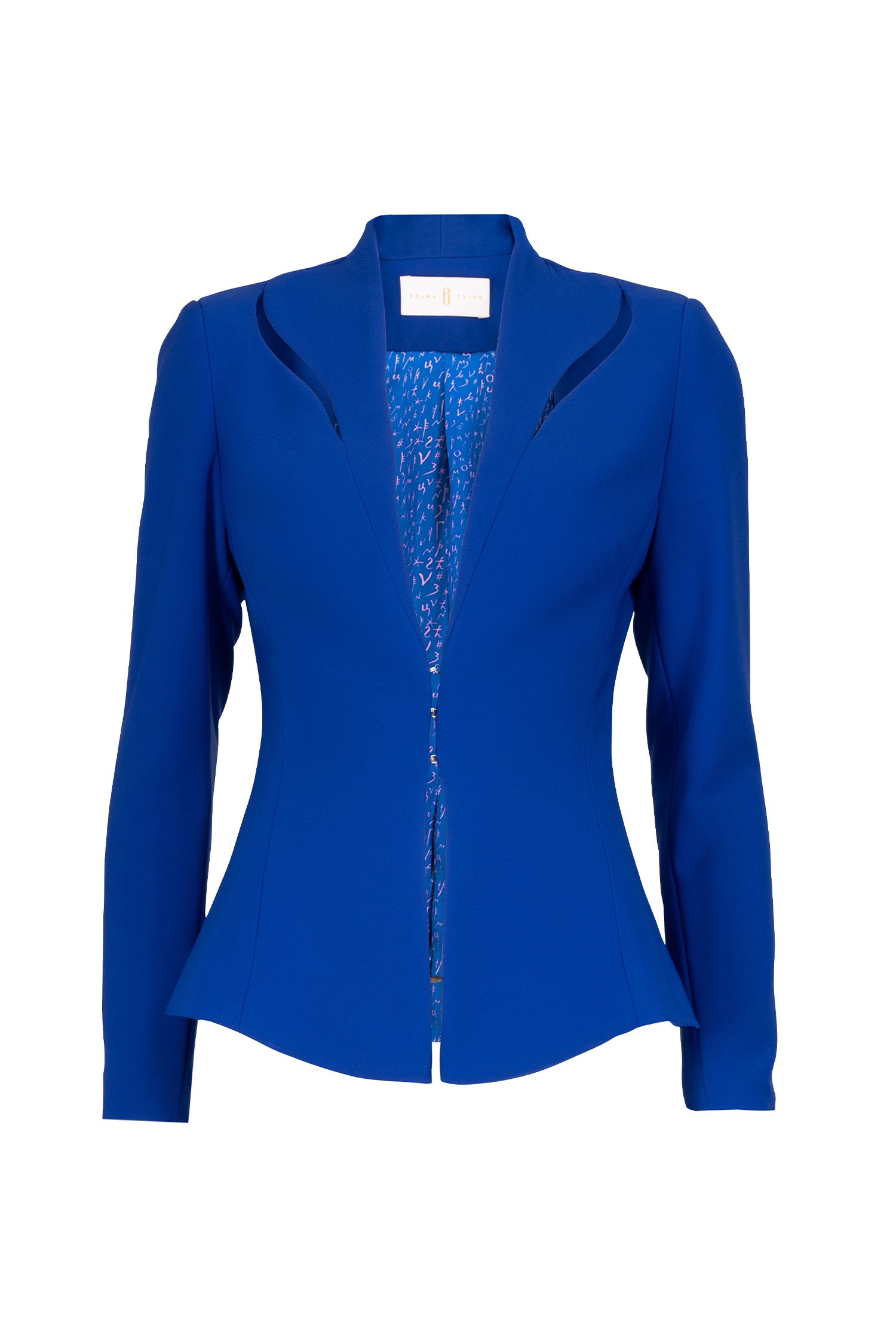 Blue Scarf Cut Out Cinched Blazer