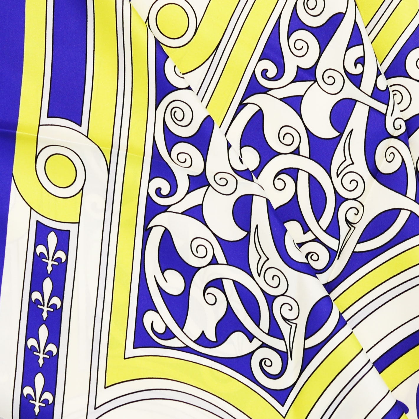 Blue Yellow Bosnian Lily Silk Twill Scarf