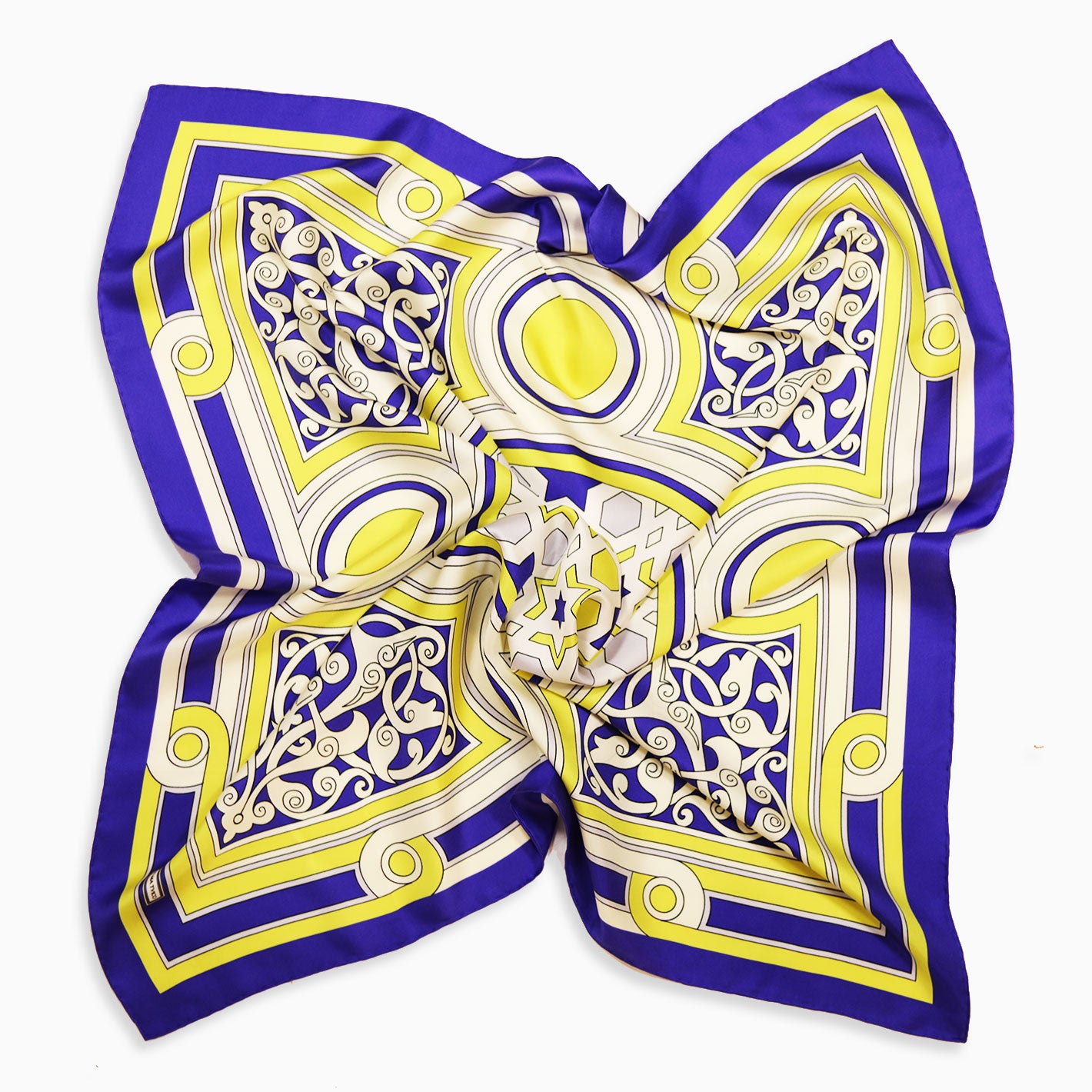 Blue Yellow Vijećnica Silk Twill Scarf