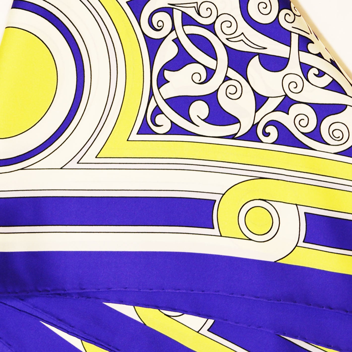 Blue Yellow Vijećnica Silk Twill Scarf