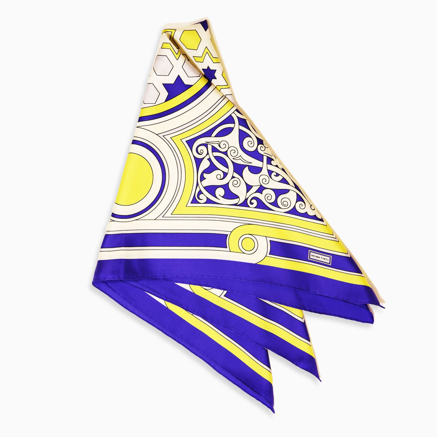 Blue Yellow Vijećnica Silk Twill Scarf