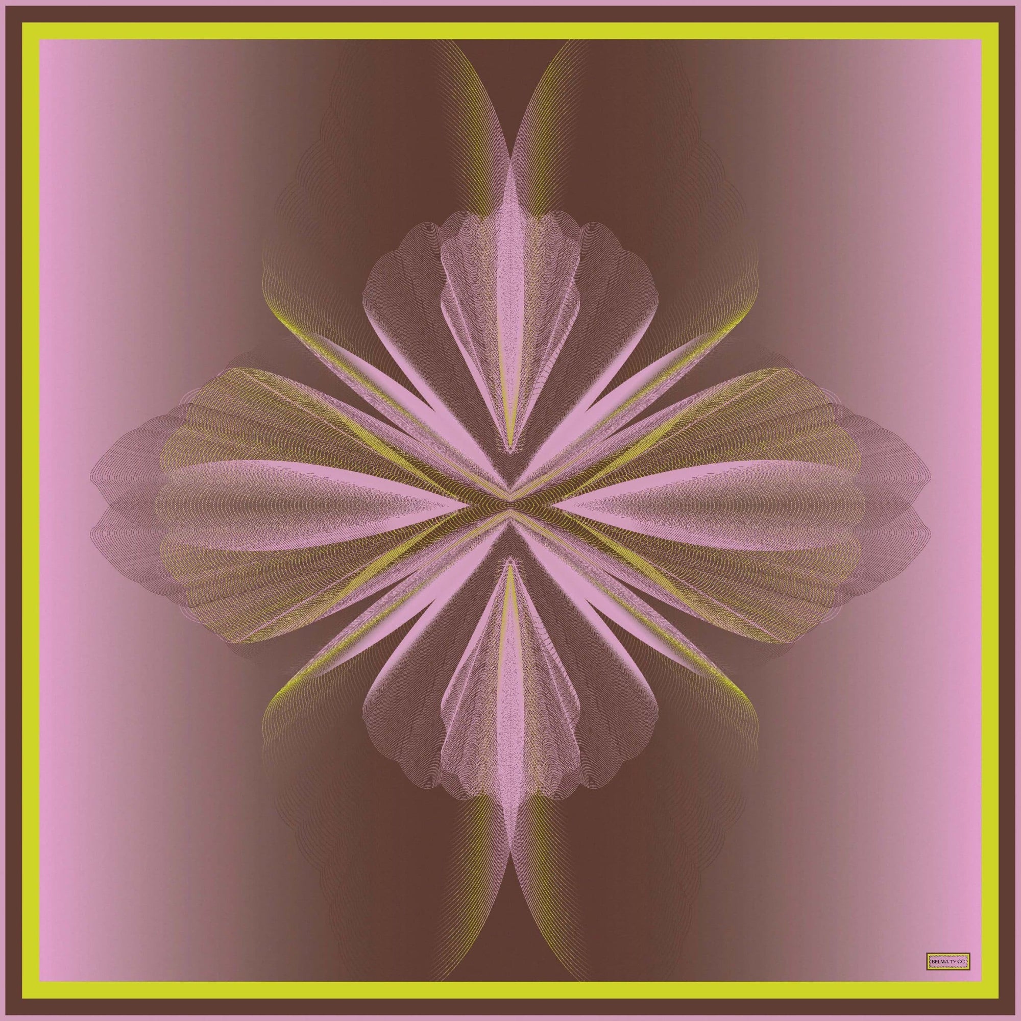 Brown Pink Yellow Aelia Silk Scarf