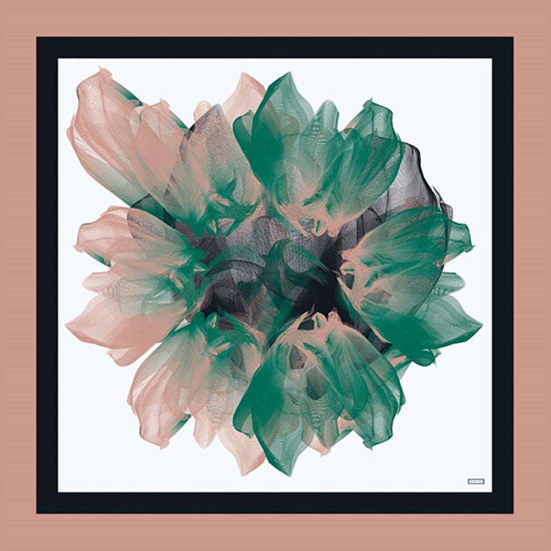 Pastel Pink Green Black Cameron Printed Silk Scarf