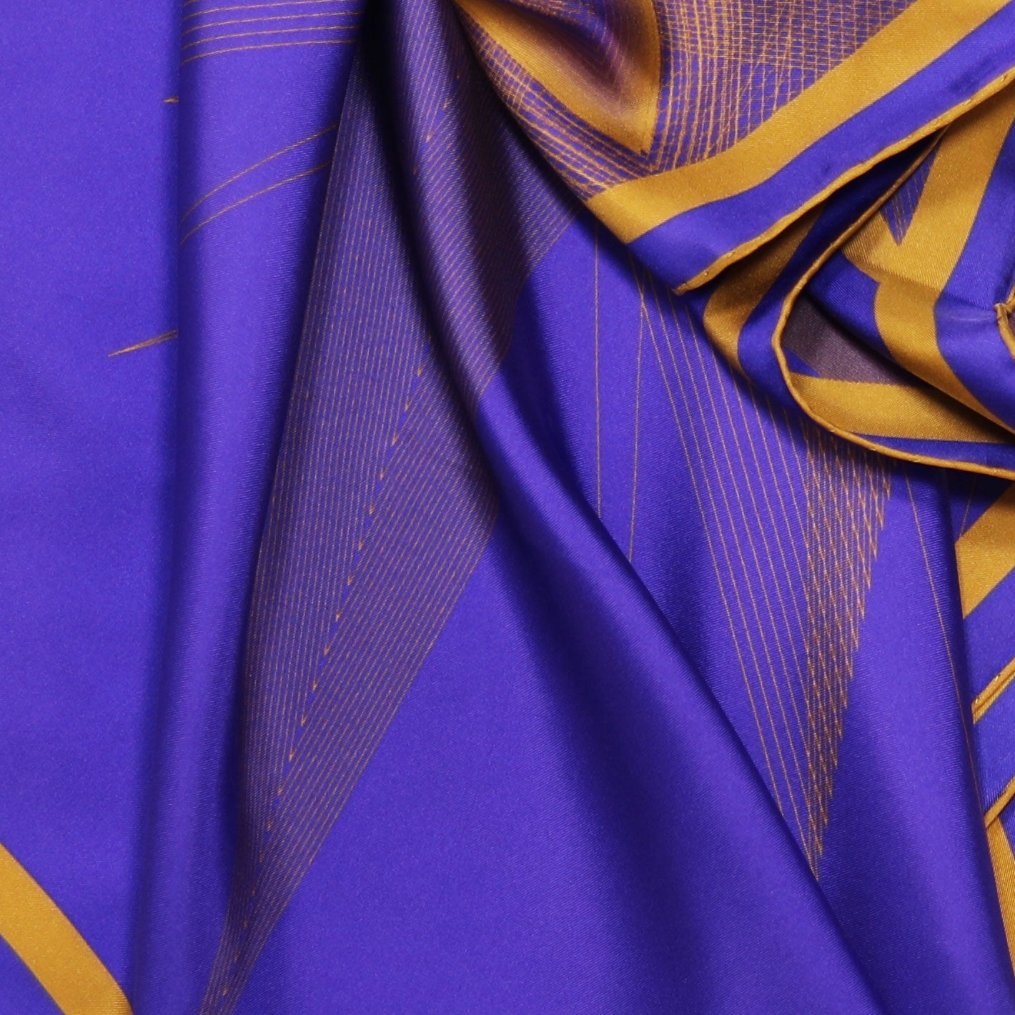 Cobalt Blue Centauri Printed Rectangular Silk Scarf