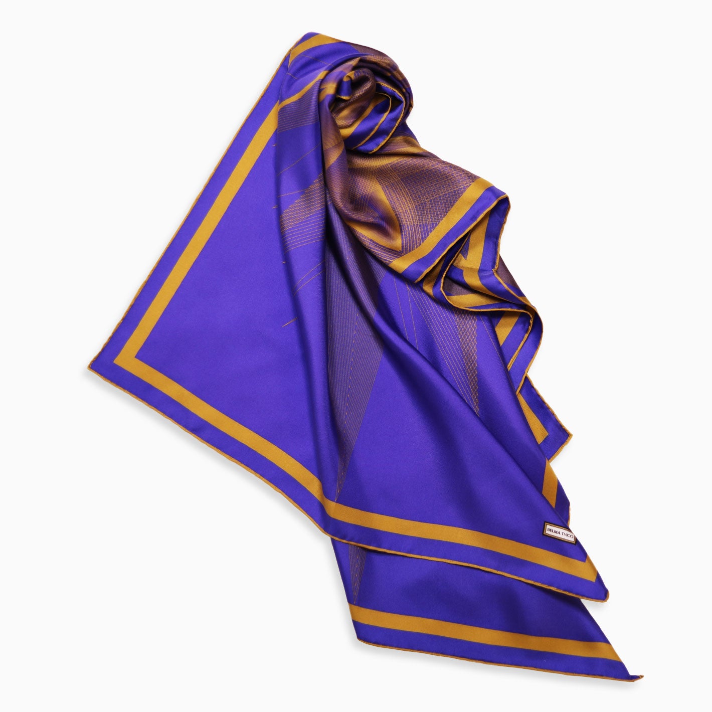 Cobalt Blue Centauri Printed Rectangular Silk Scarf