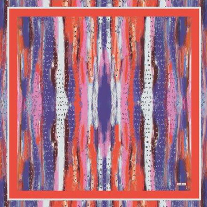 Crimson Violet Mauve Bosančica Printed Silk Scarf