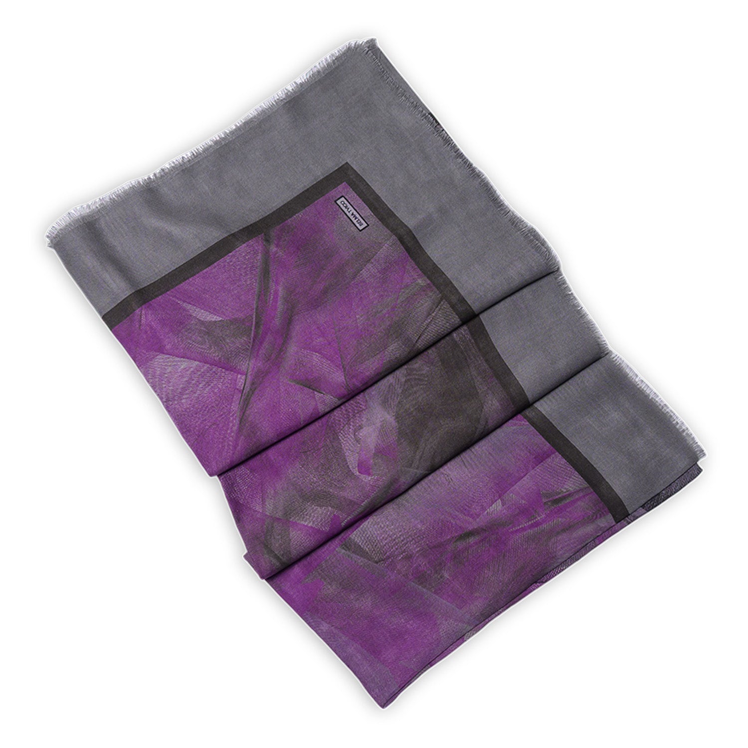 Dark Gray Purple Manouvre Unisex Wool Silk Scarf