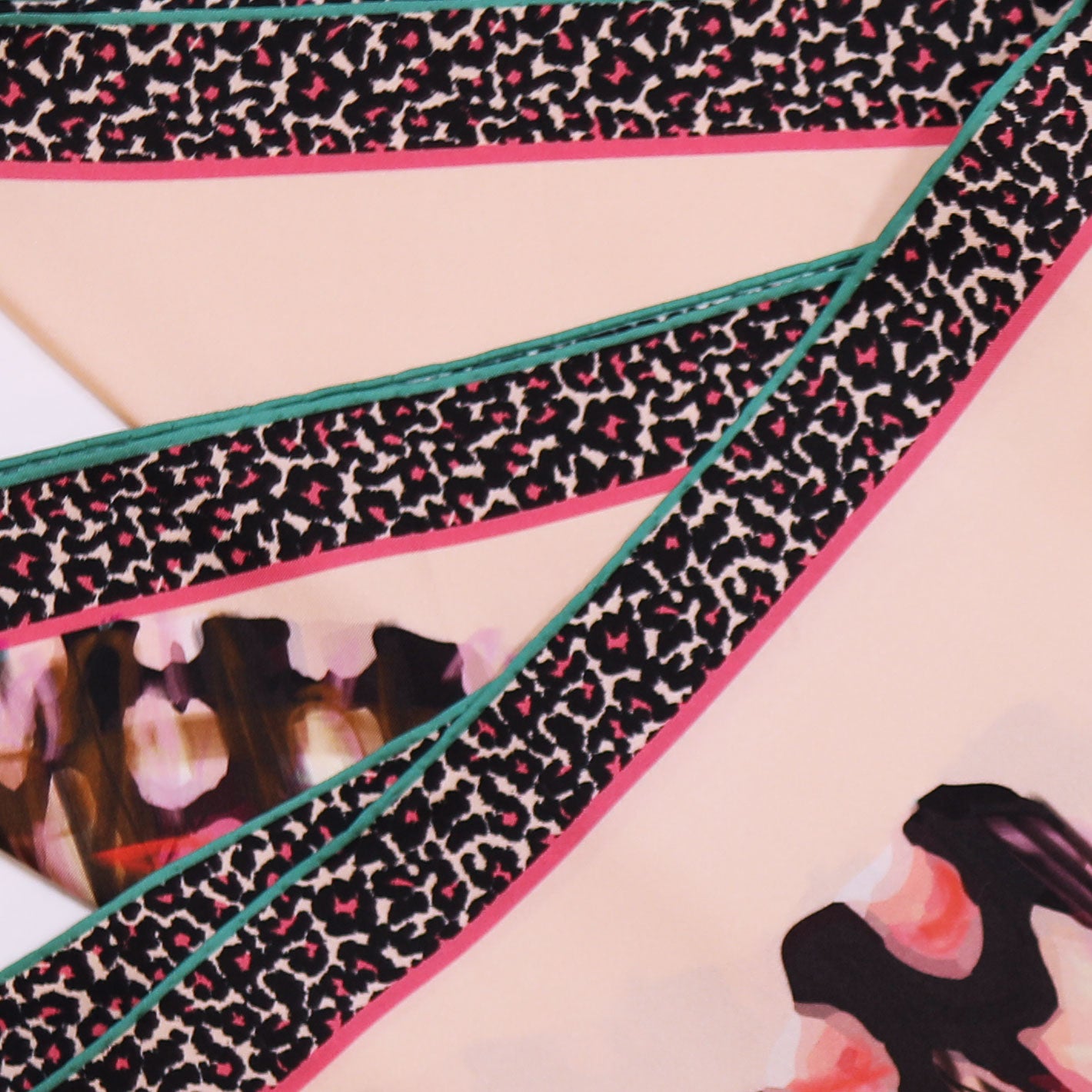Fuchsia Amazon Green Nebulae Butterfly Printed Silk Scarf