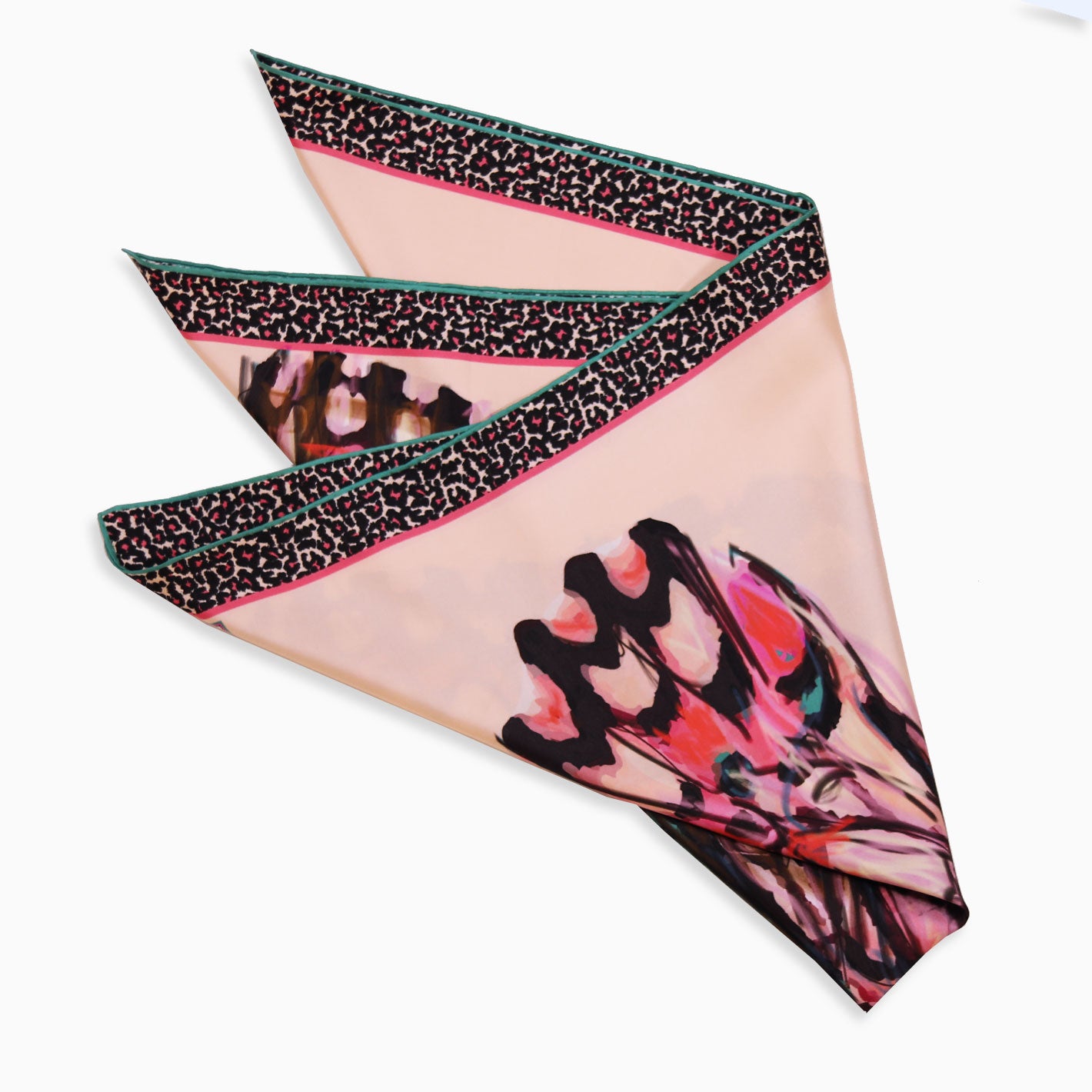 Fuchsia Amazon Green Nebulae Butterfly Printed Silk Scarf
