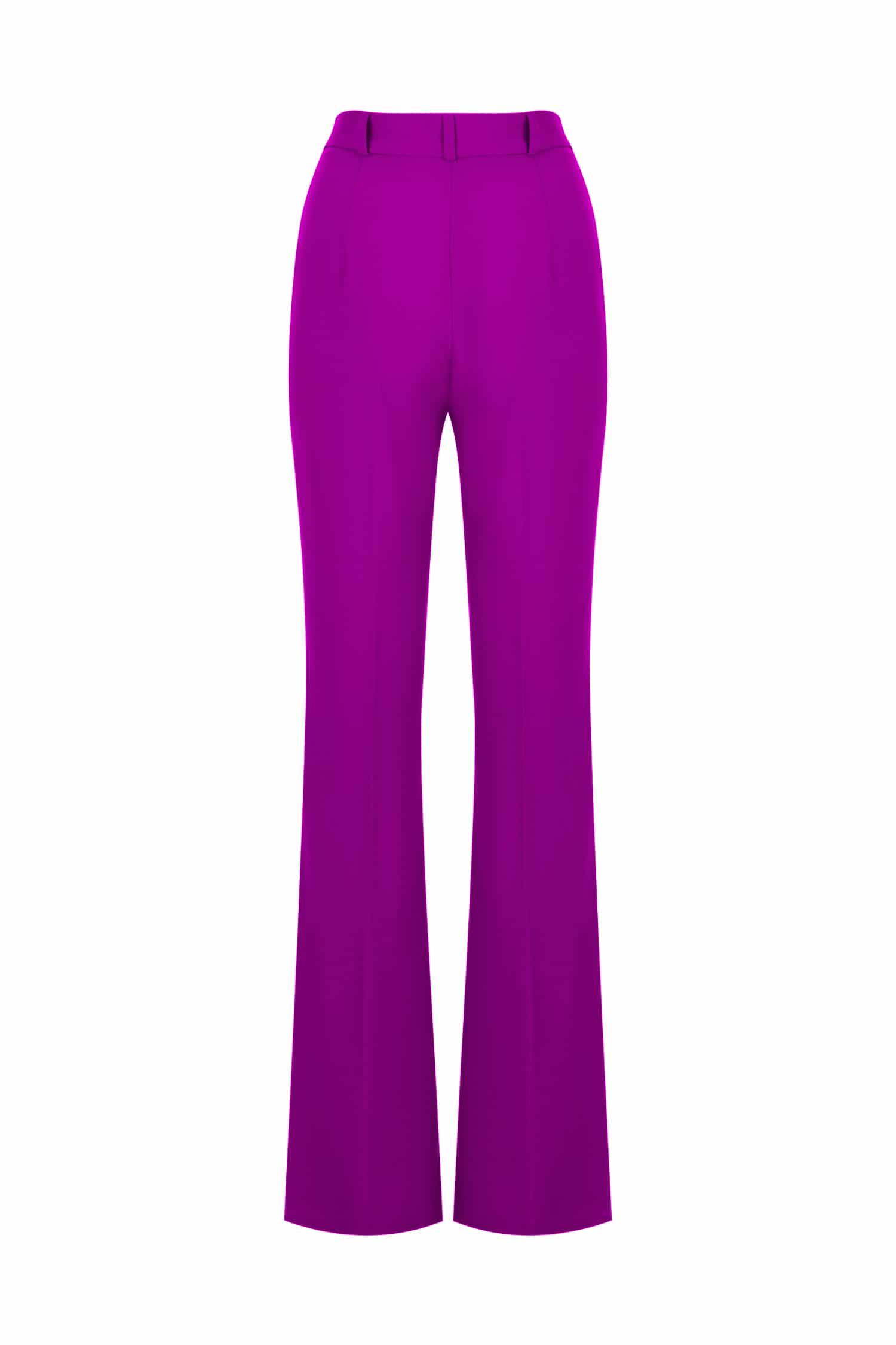 Fuchsia Crepe Tailored Leg Trousers