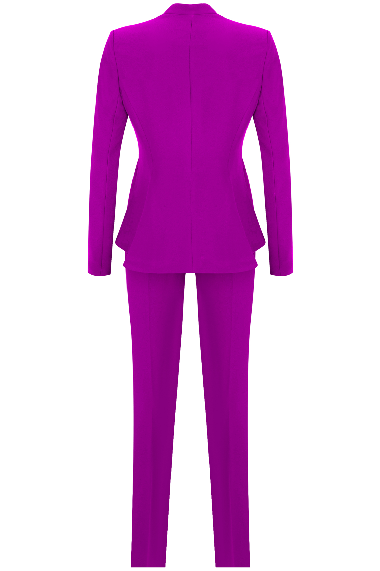 Fuchsia Hip Length Cinched Blazer Suit