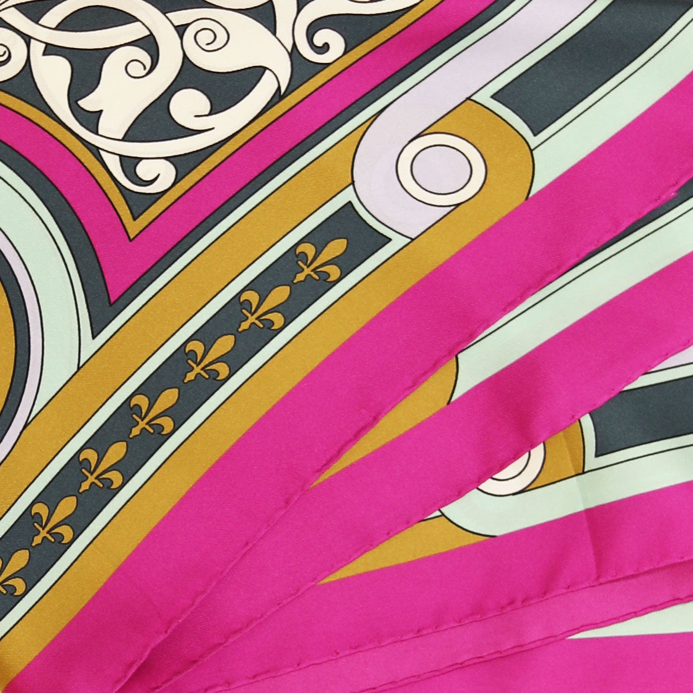 Fuchsia Light Blue Green Dahlia Silk Twill Scarf