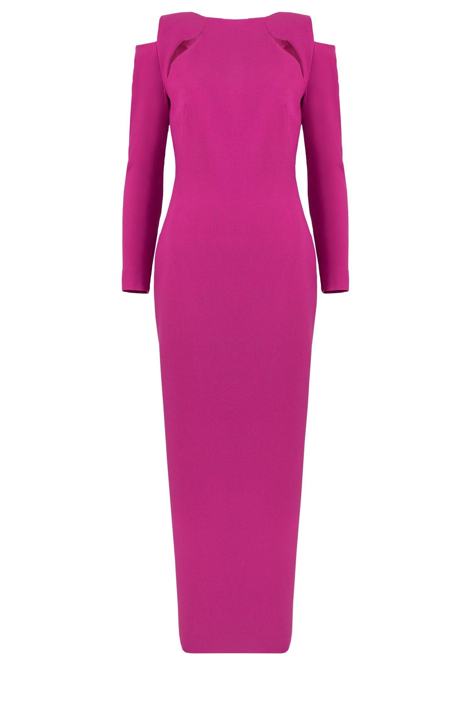 Fuchsia Maxi Fitted Crepe Dress