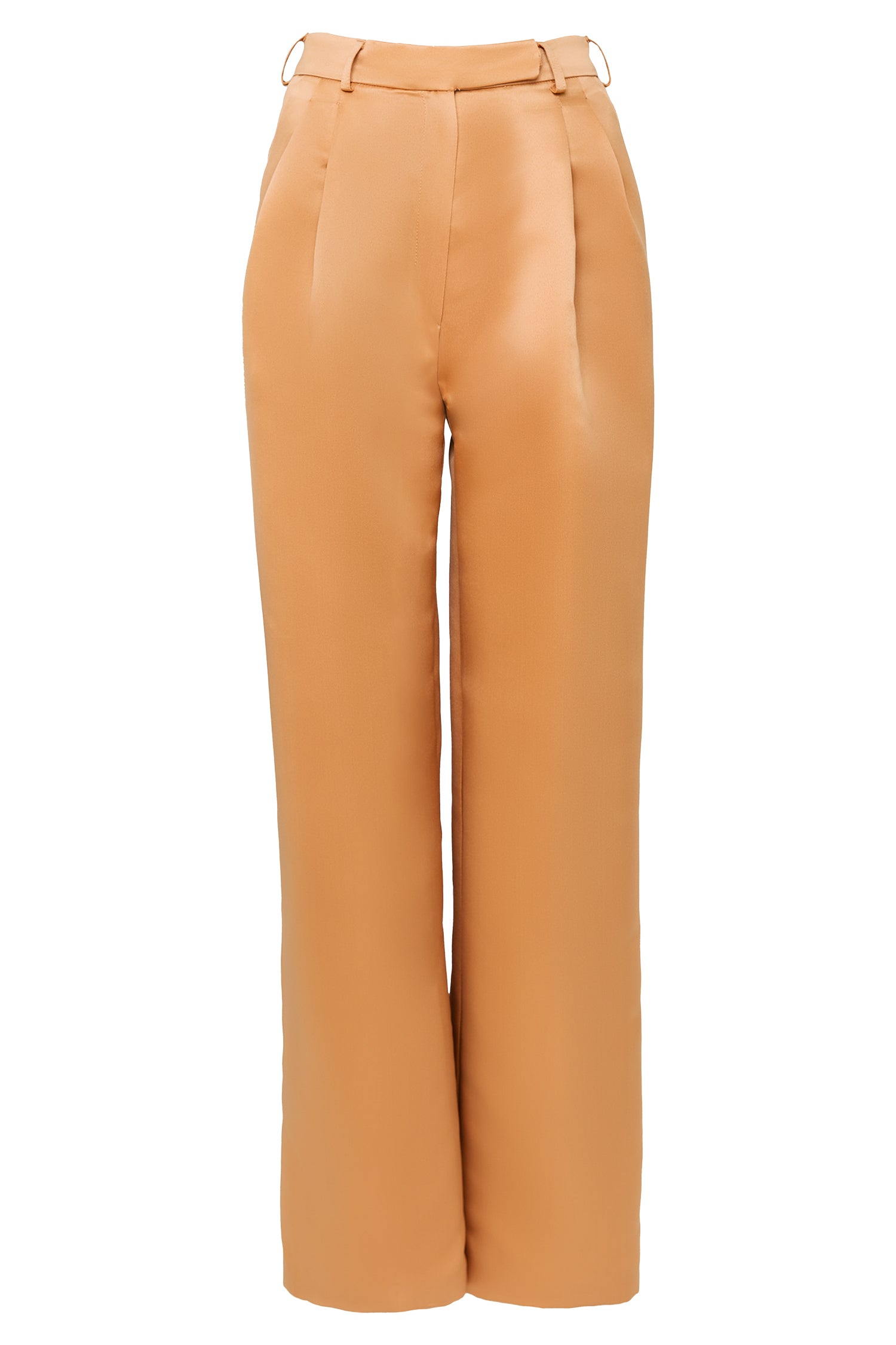 Gold Satin Straight Leg Trousers