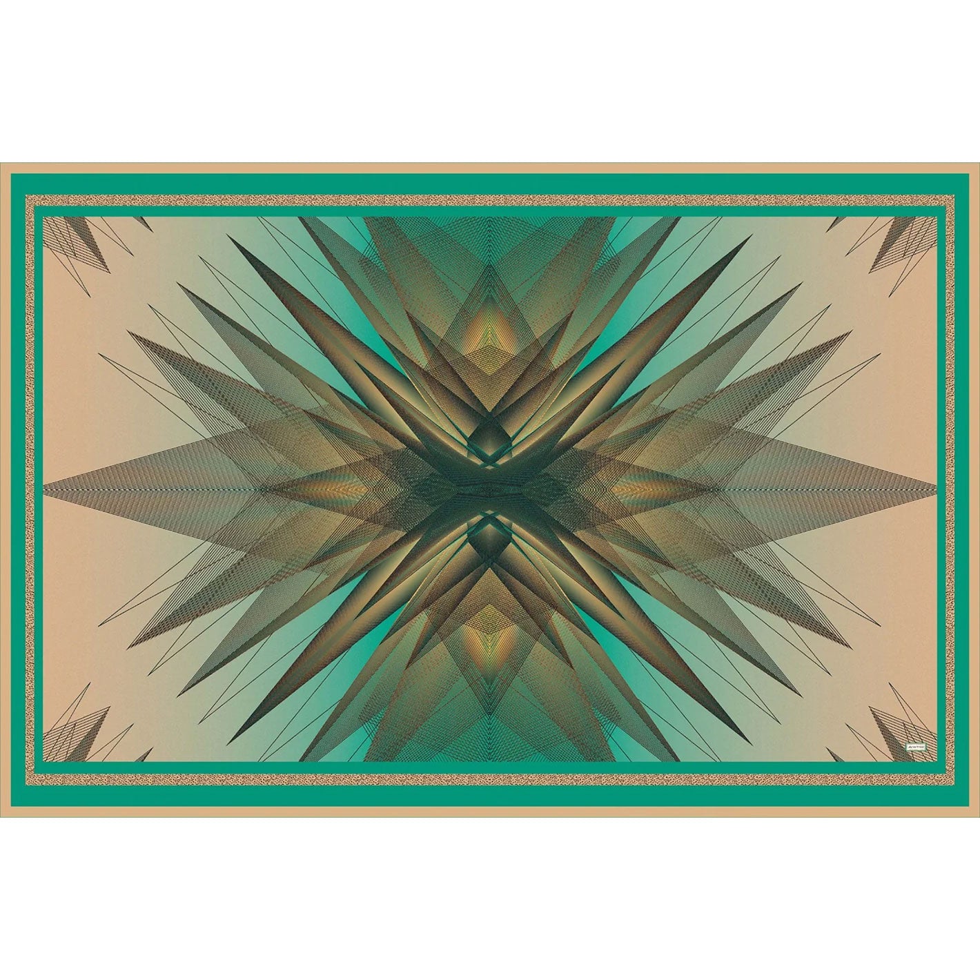 Green Beige Borealis Emerald Cotton Silk Pareo Scarf