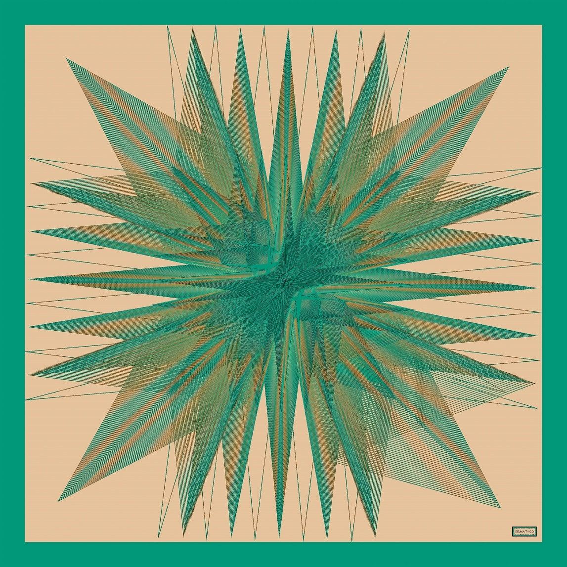 Green Beige Borealis Emerald Printed Silk Scarf