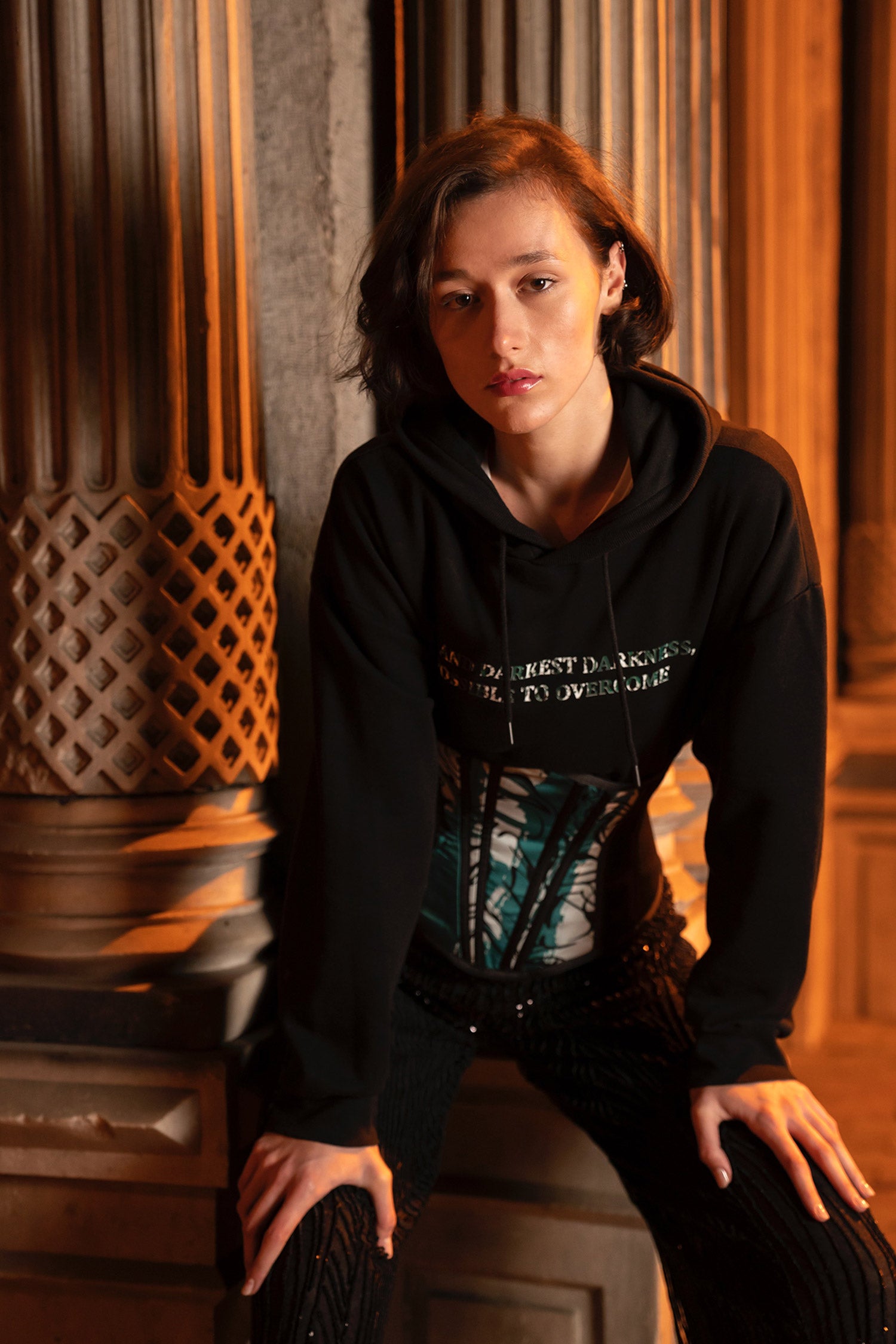 Green Black Bosančica Print Corset Belt