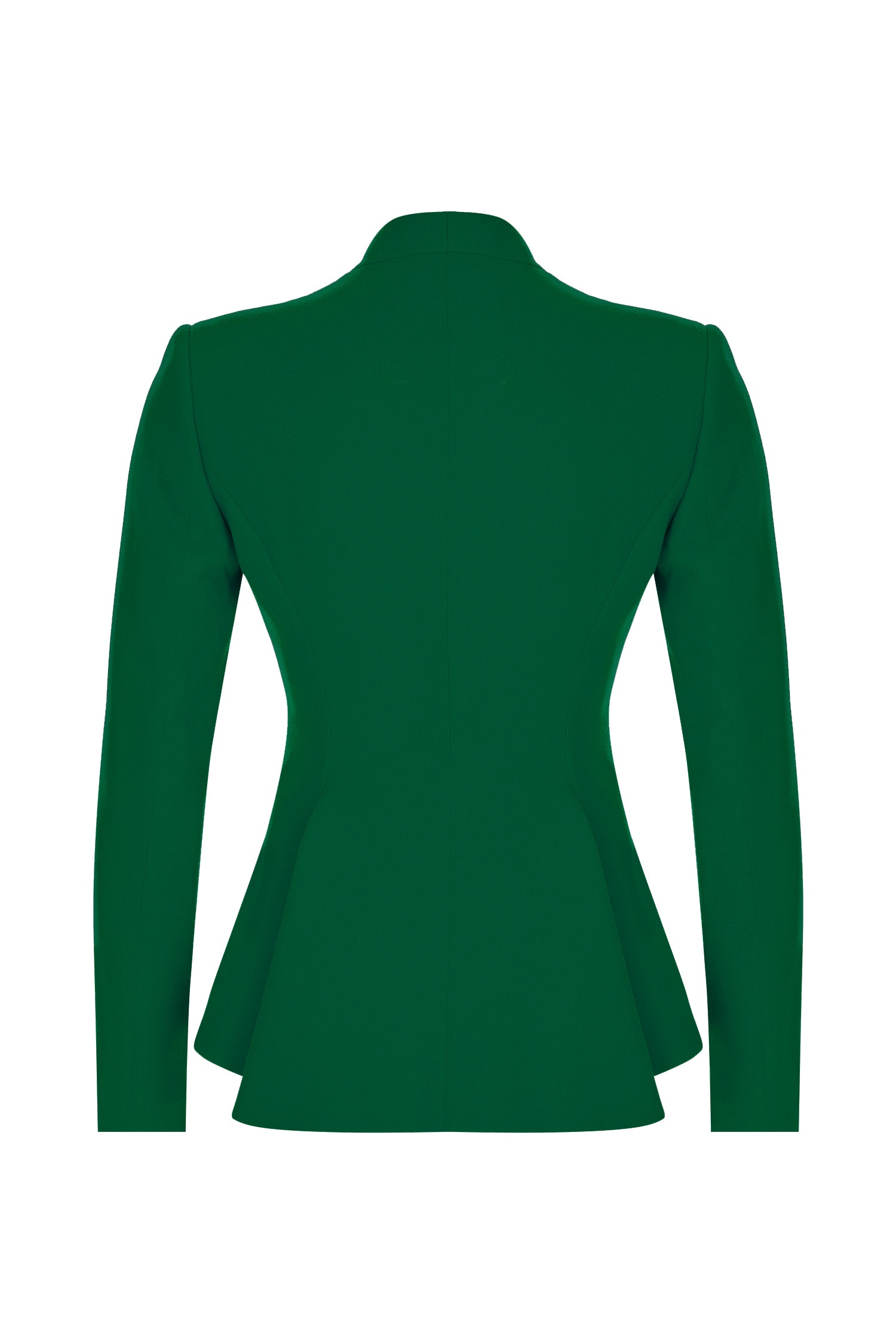 Green Crepe Hip Length Cinched Blazer