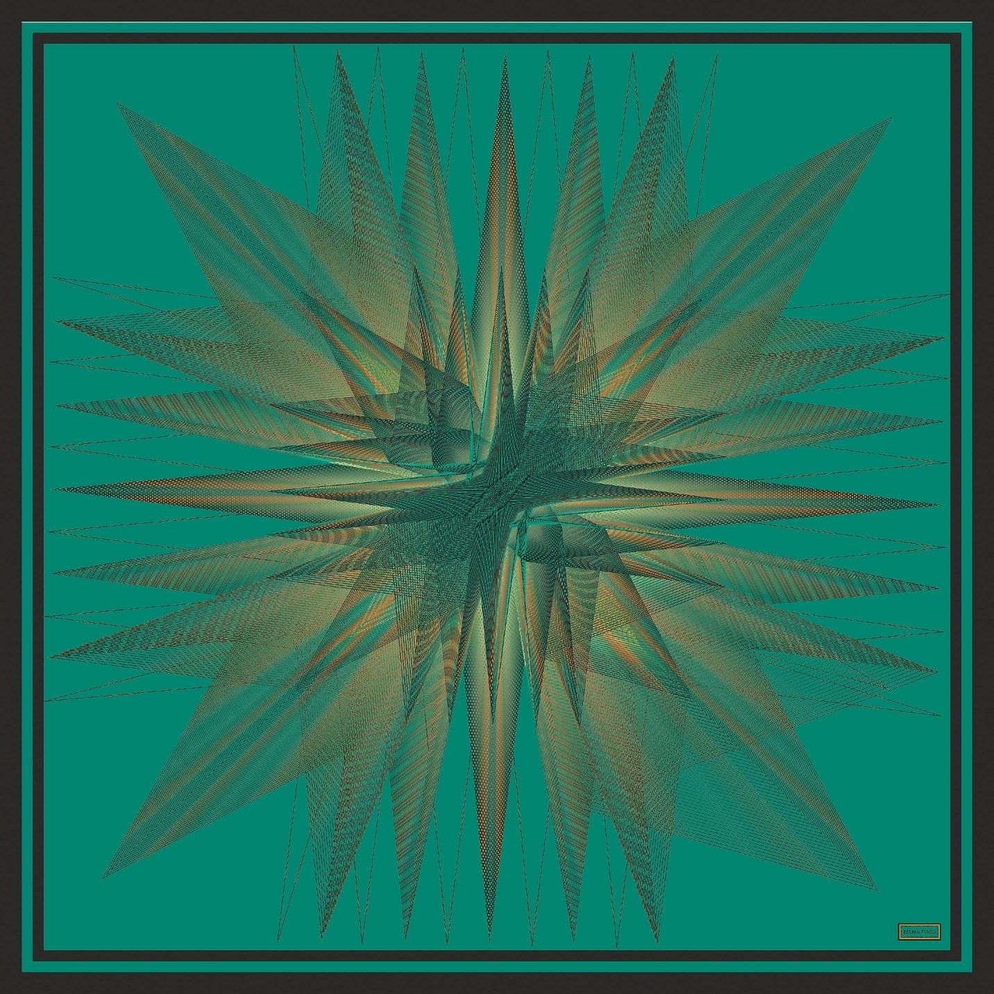 Green Gold Black Borealis Printed Silk Scarf