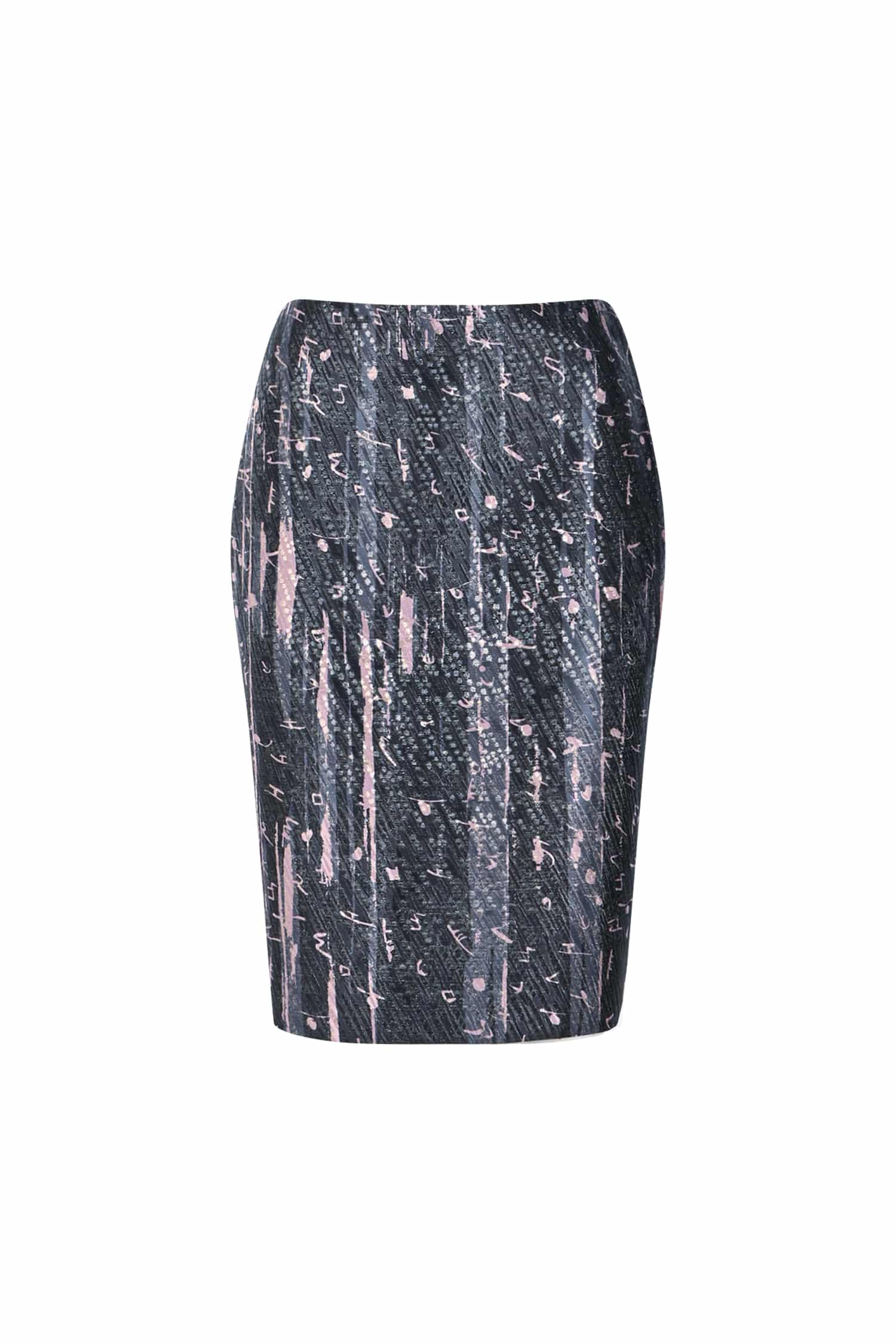 Grey Multicolor Brocade Bosančica Knee Length Skirt