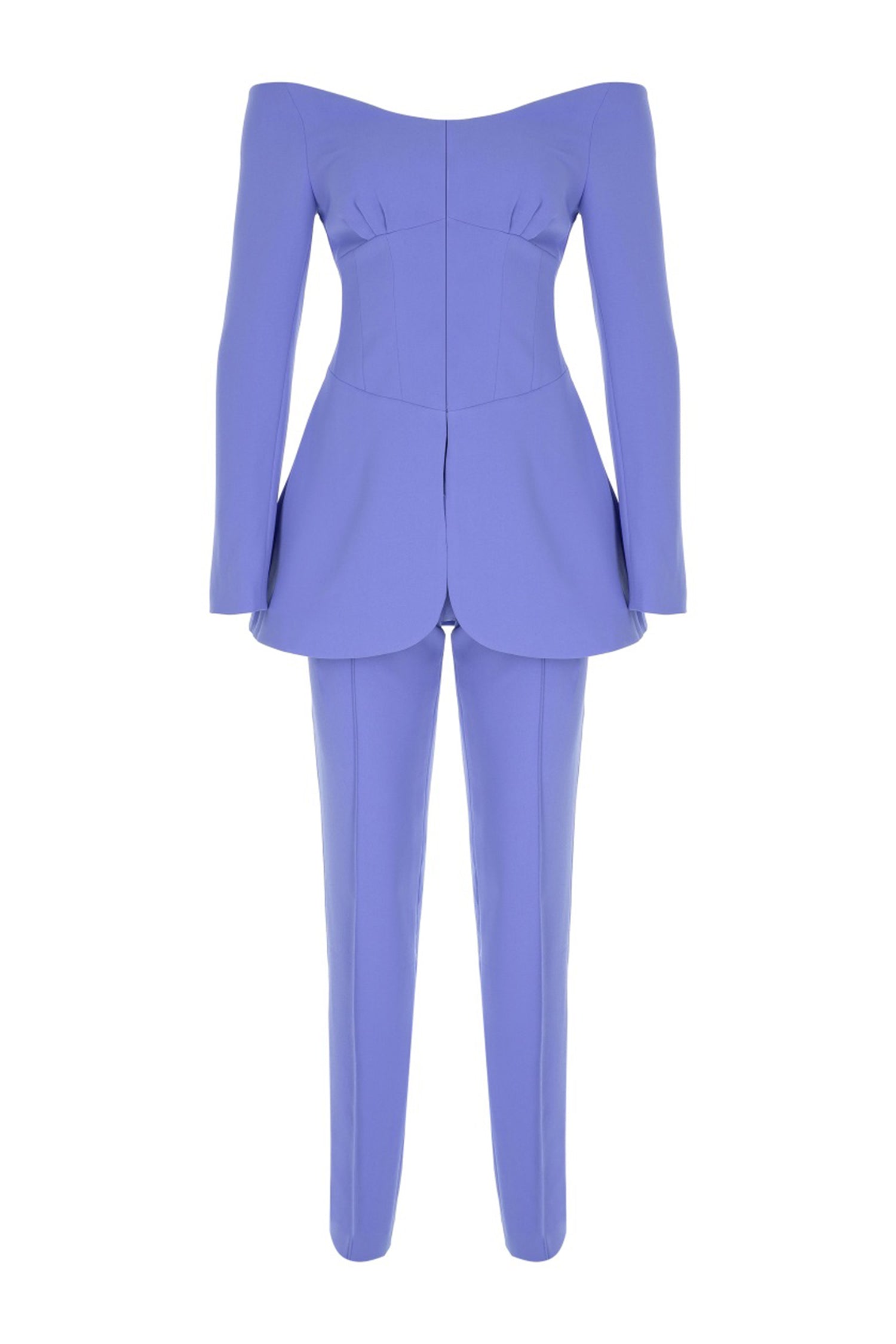 Light Blue Off-the-shoulder Deep Neckline Suit