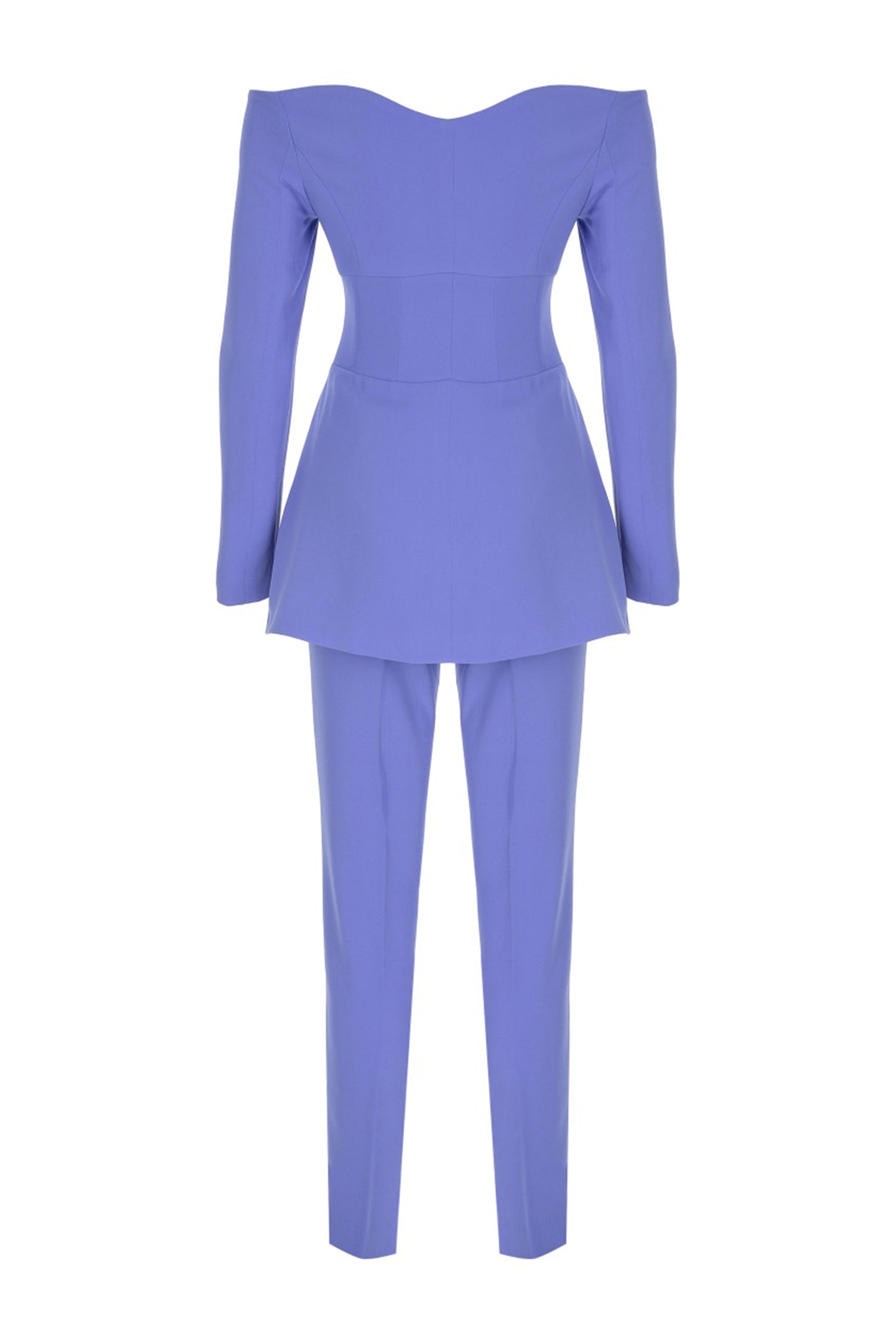 Light Blue Off-the-shoulder Deep Neckline Suit
