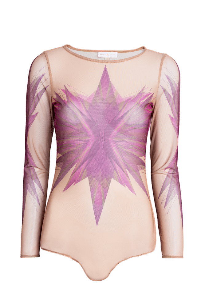 Light Pink Fuchsia Multicolour Print Bodysuit