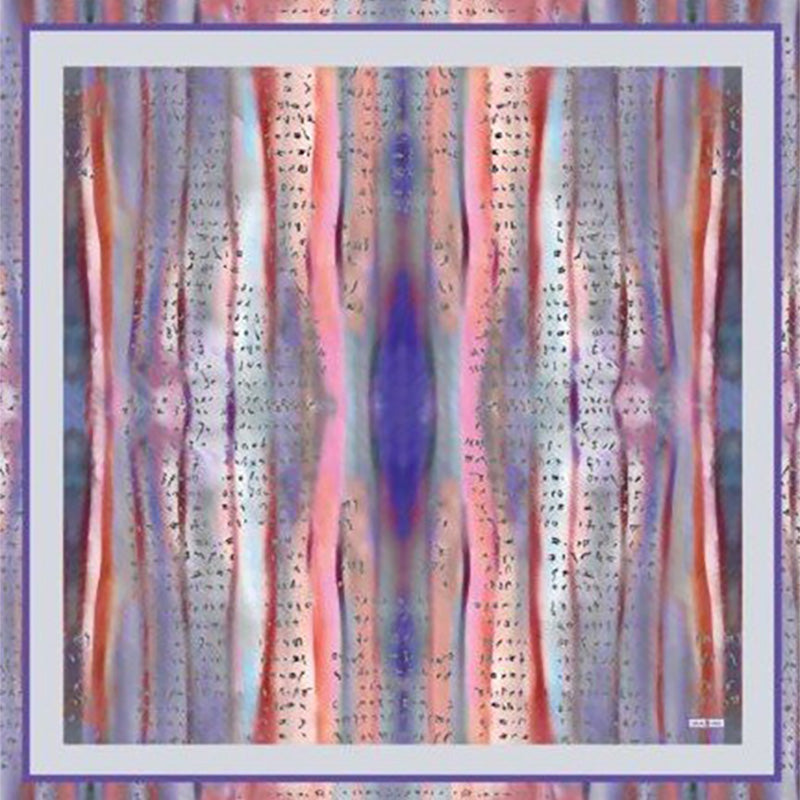 Lilac Pink Magenta Bosančica Printed Silk Scarf