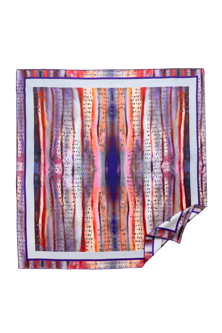 Lilac Pink Magenta Bosančica Printed Silk Scarf