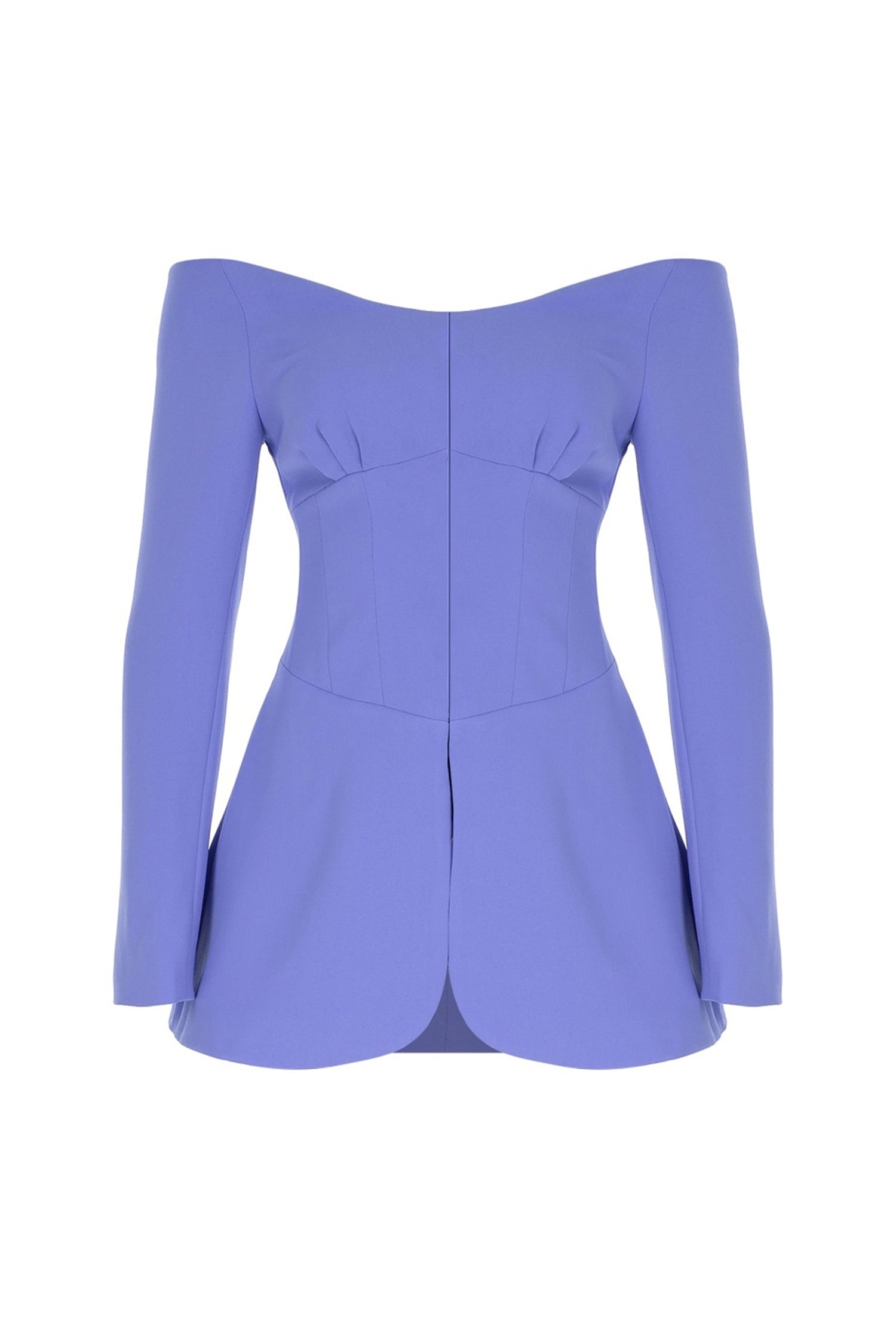 Light Blue Off-the-shoulder Deep Neckline Blazer