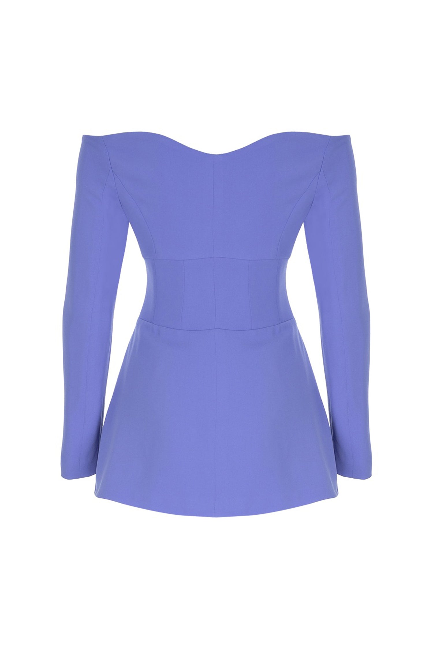 Light Blue Off-the-shoulder Deep Neckline Blazer