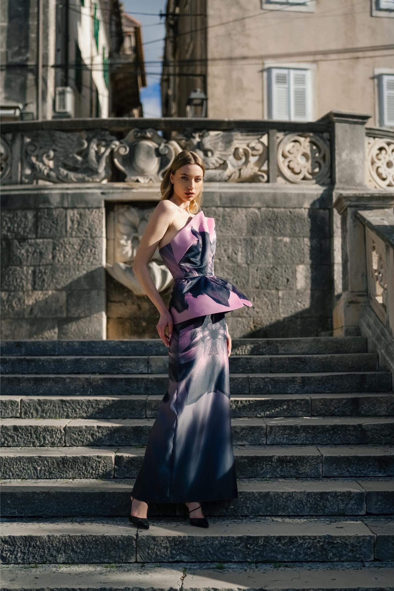 Made-to-Order Black Pink Twilight Corseted Maxi Gown