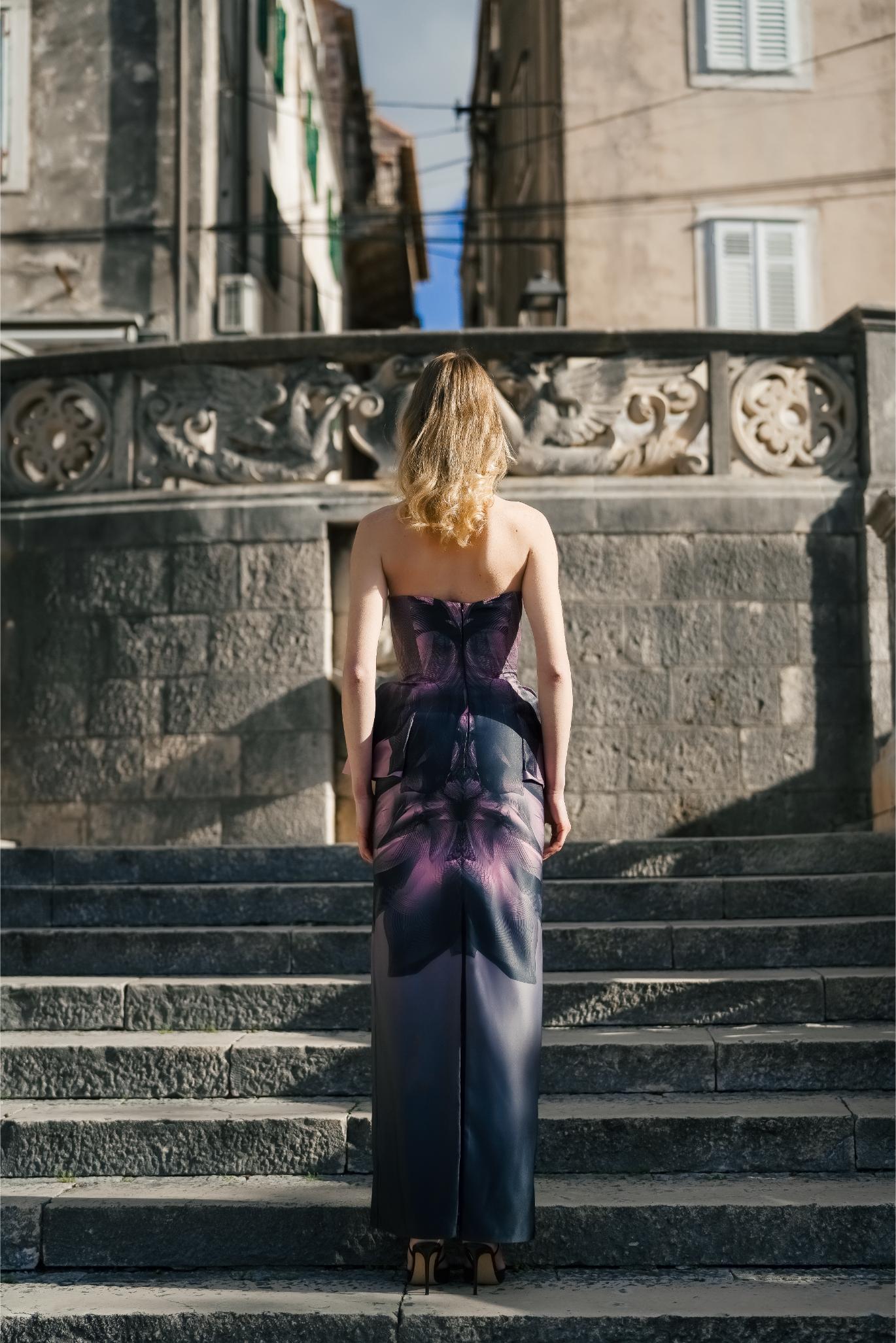Made-to-Order Black Pink Twilight Corseted Maxi Gown