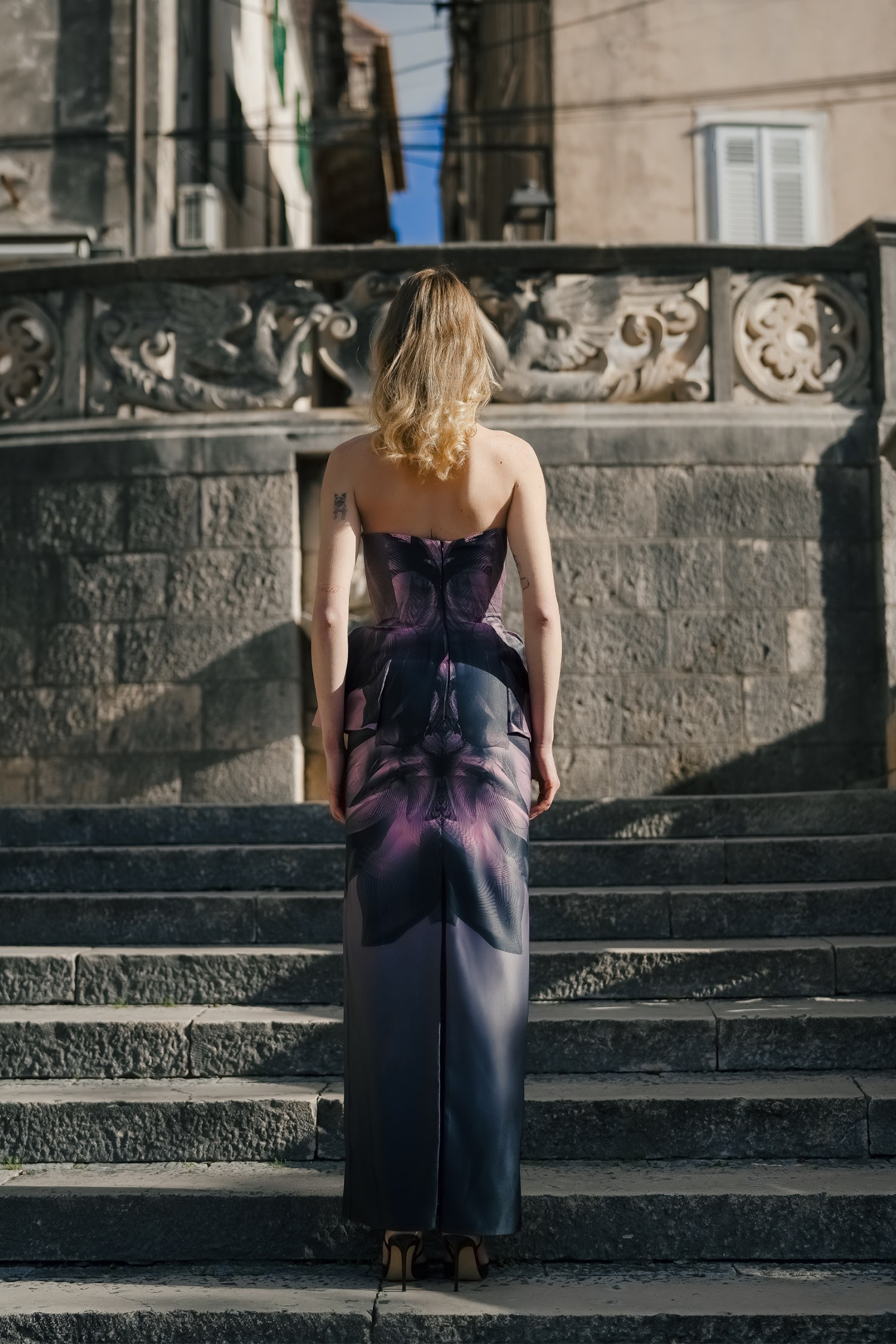 Made-to-Order Black Pink Twilight Corseted Maxi Gown