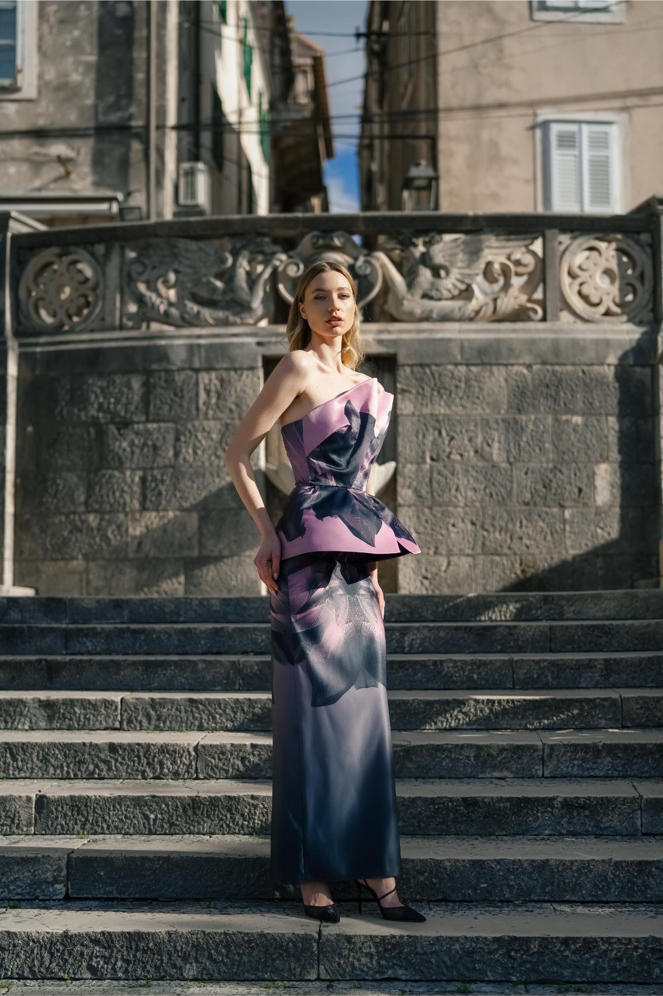 Made-to-Order Black Pink Twilight Corseted Maxi Gown