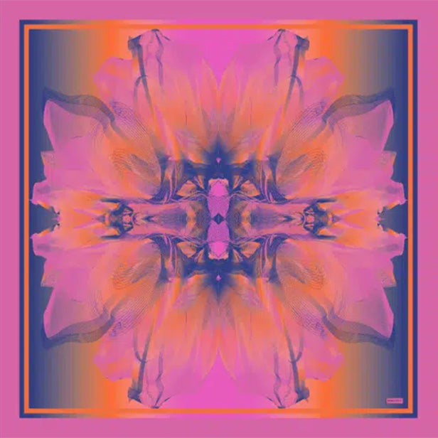 Magenta Pink Coral Sunset Printed Silk Scarf