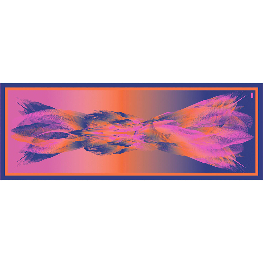 Magenta Pink Coral Sunset Rectangular Silk Scarf