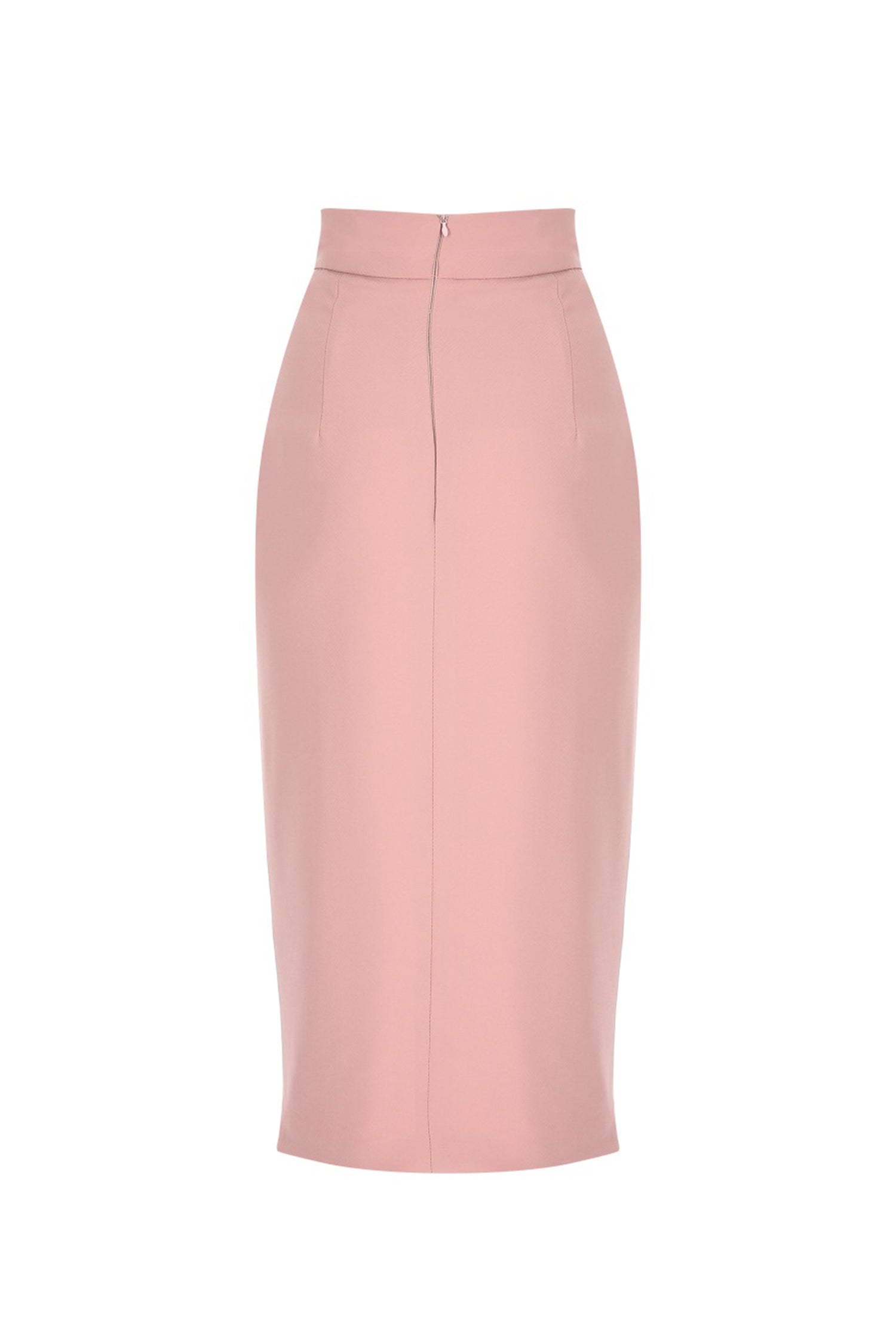 Mauve Pink Crepe Buttoned Pencil Skirt